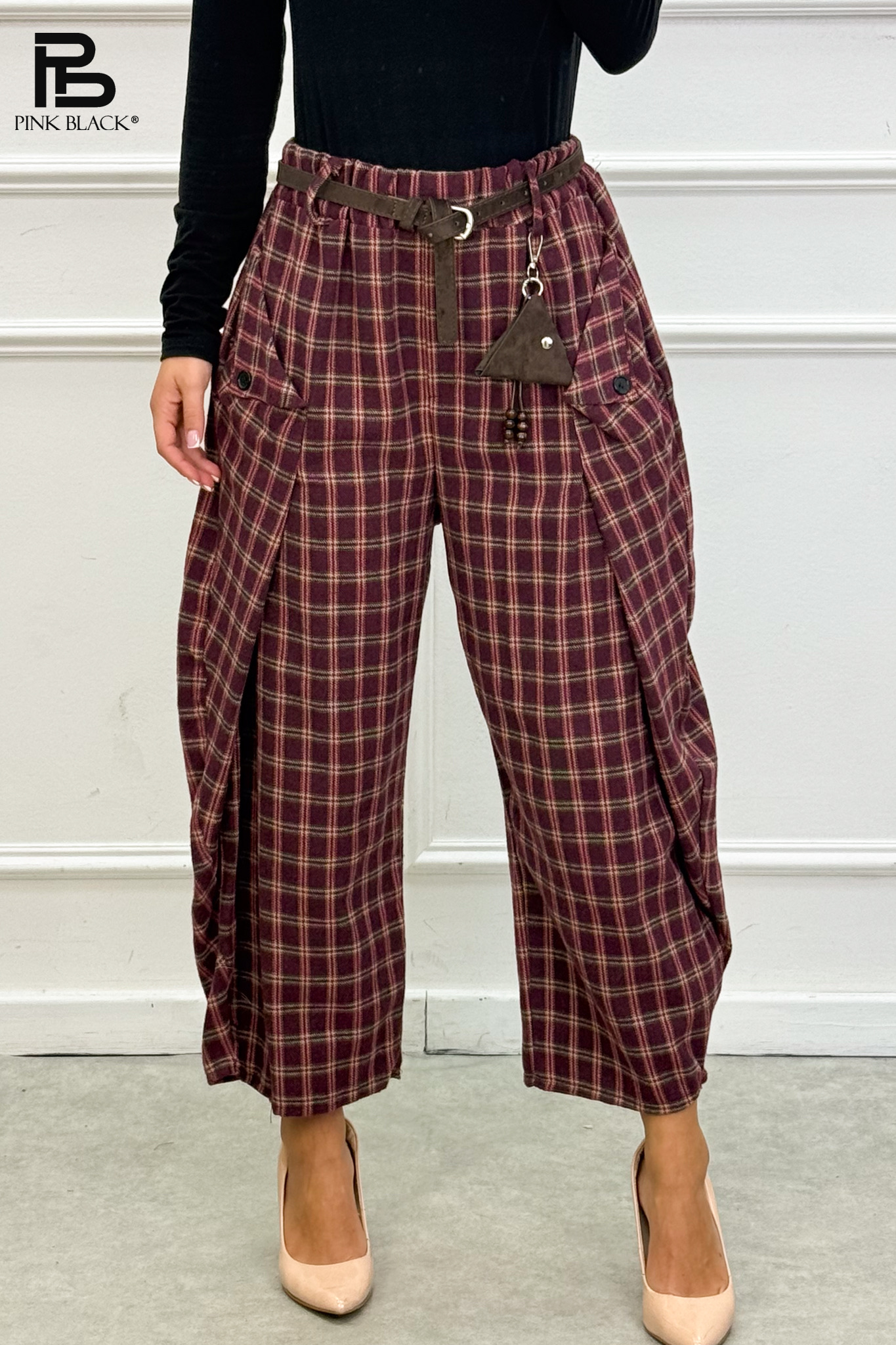 Wide Checked Trousers