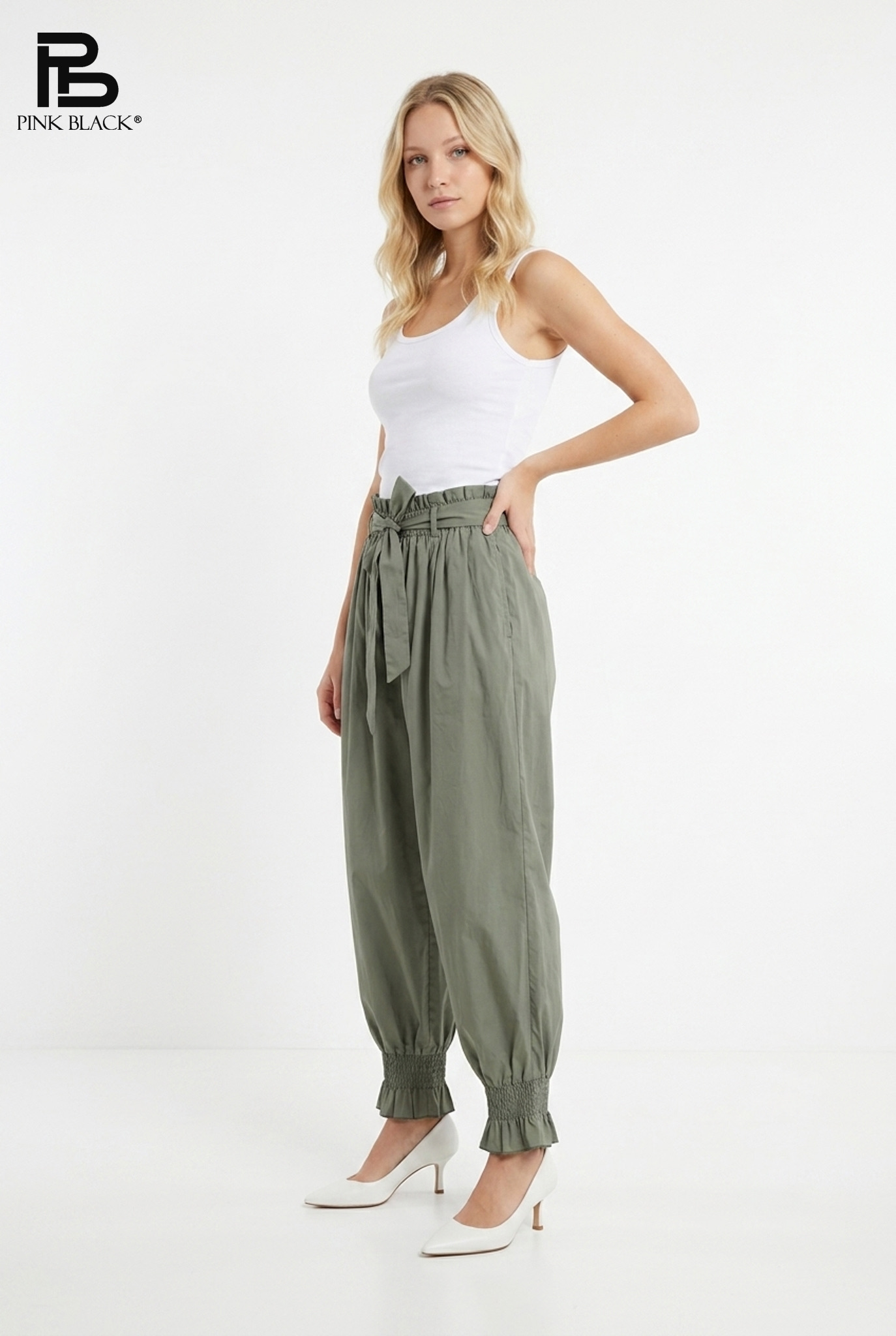 Paperbag Cropped Relaxed Trousers
