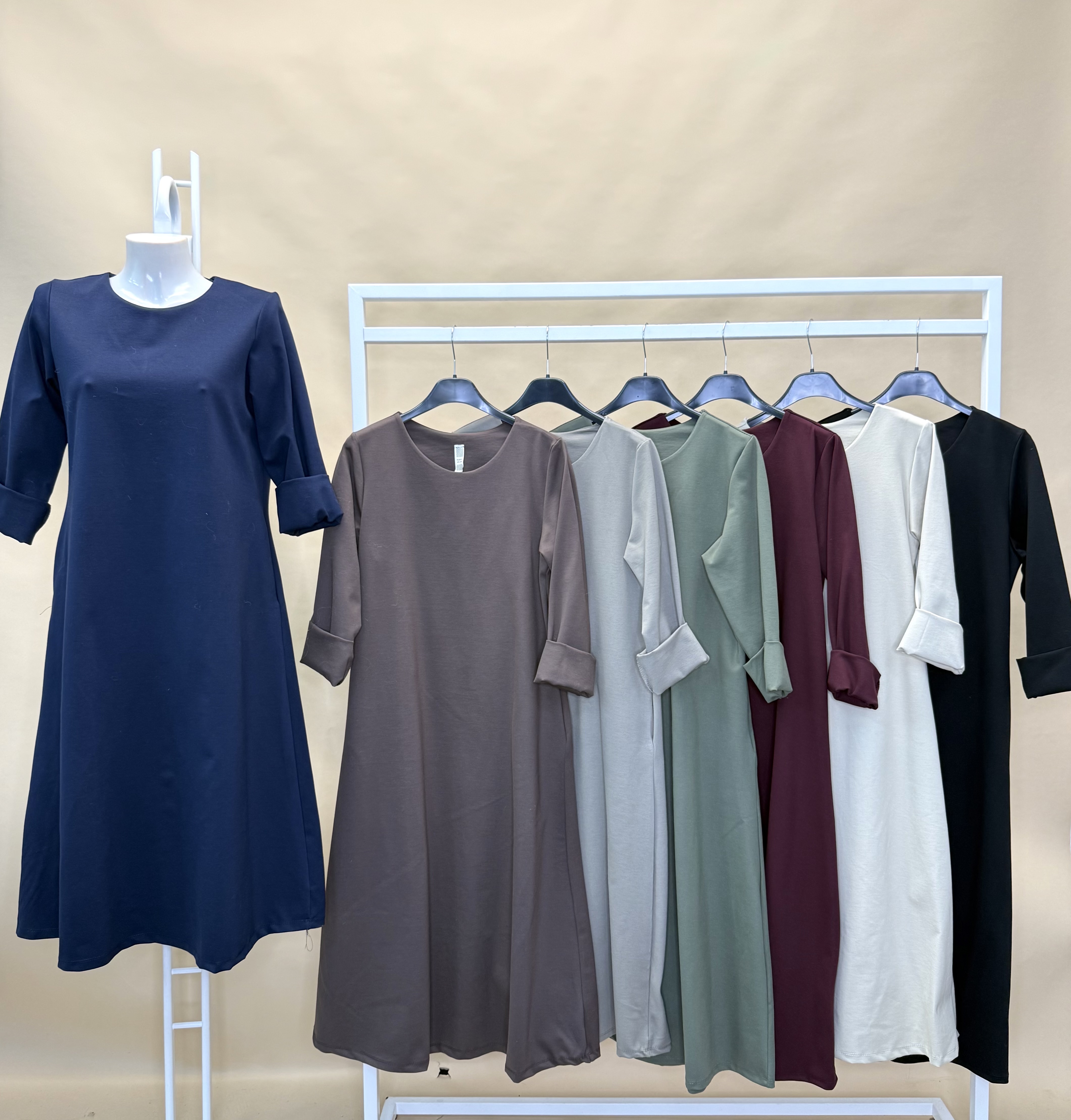 A-line 3/4 Sleeve Dress