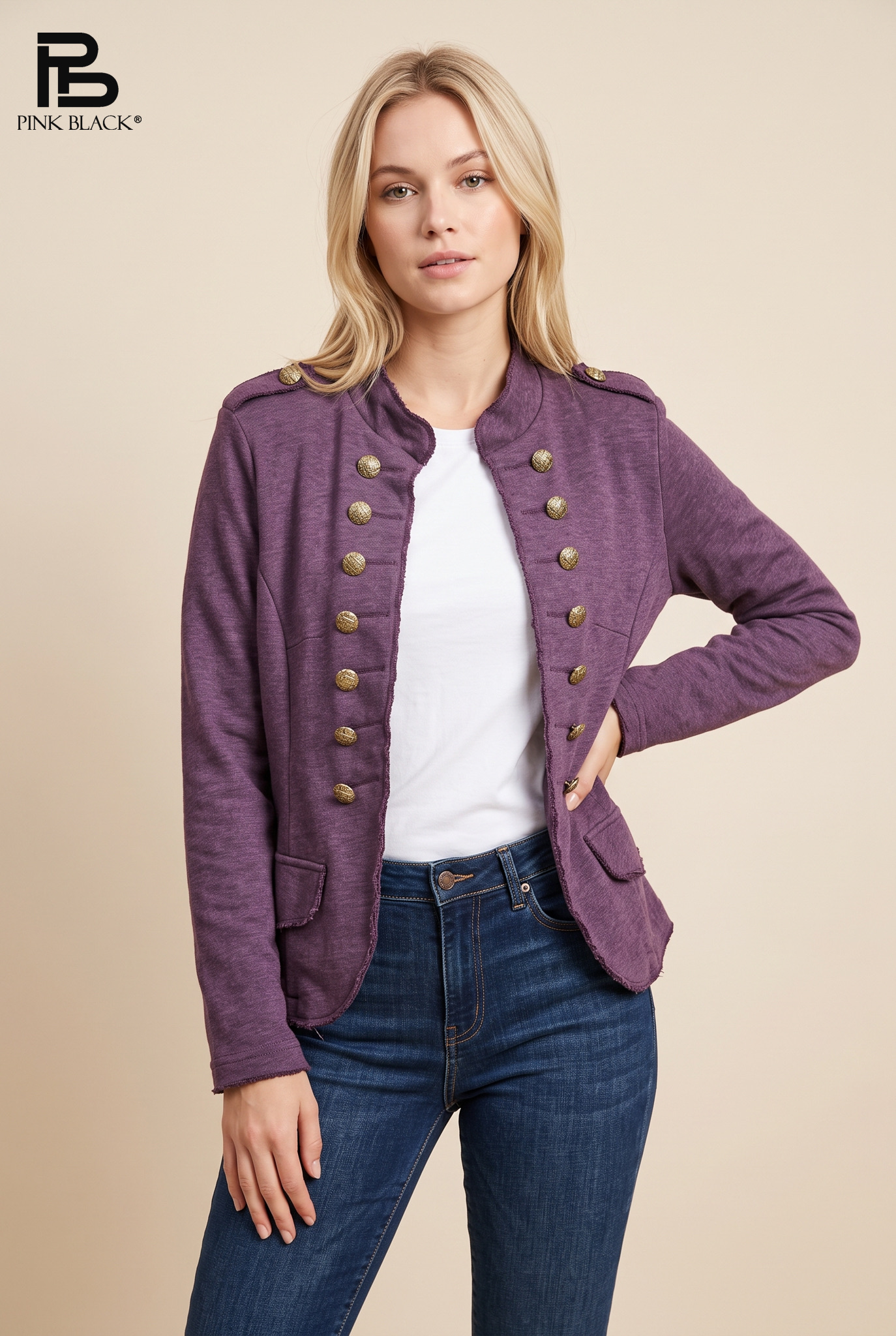 Tailored Jacket with Stand Collar