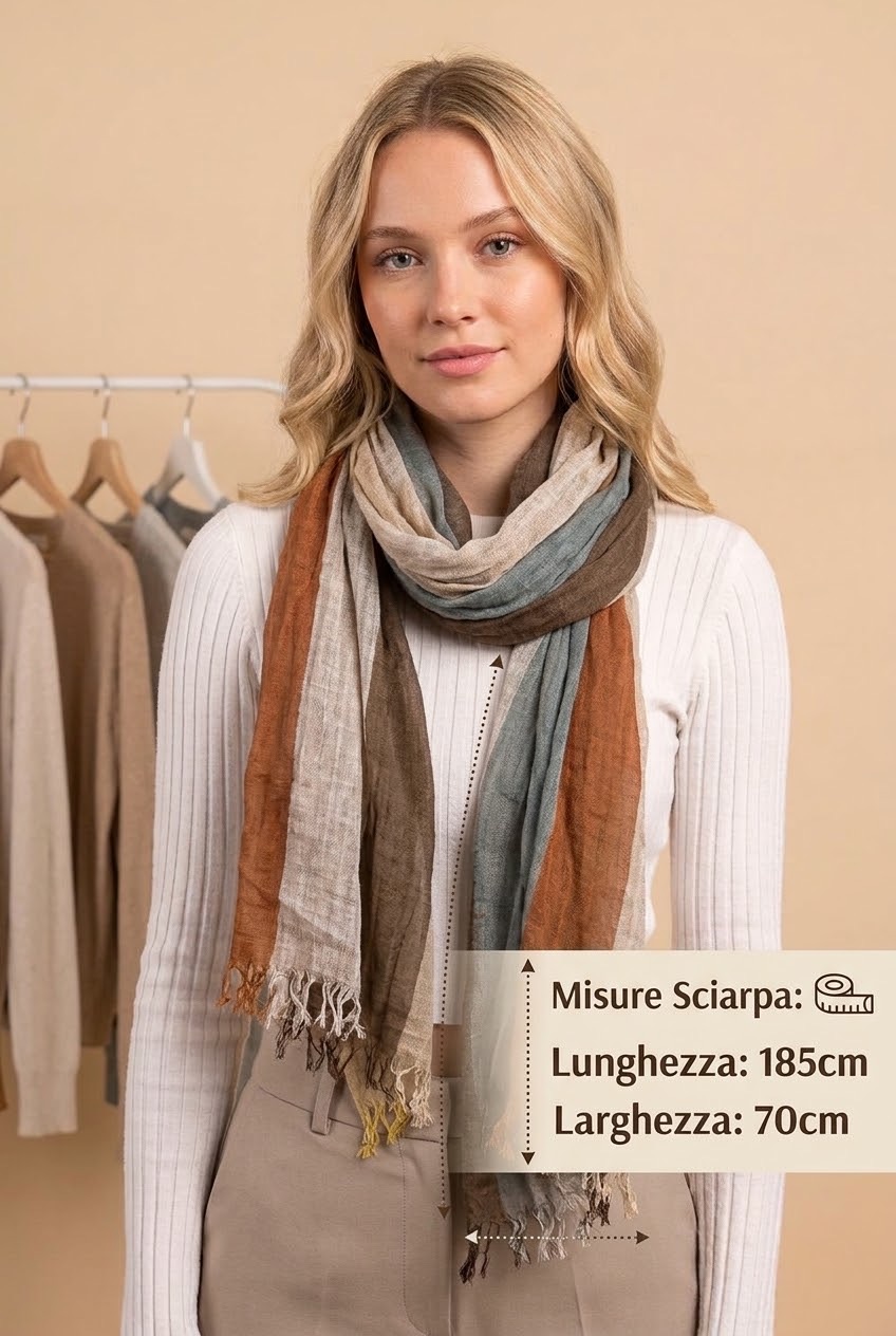 Color‑Block Fringe Scarf