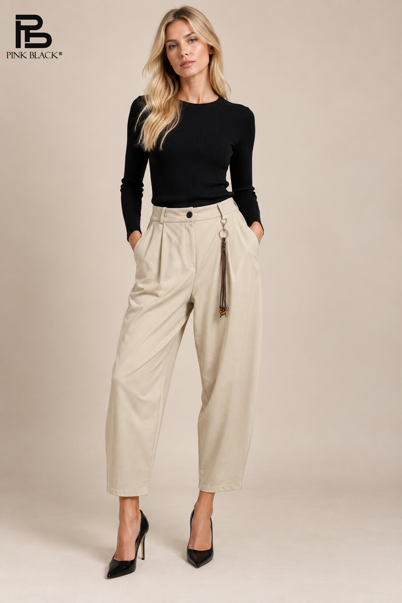 Wide-Leg Pleated Trousers