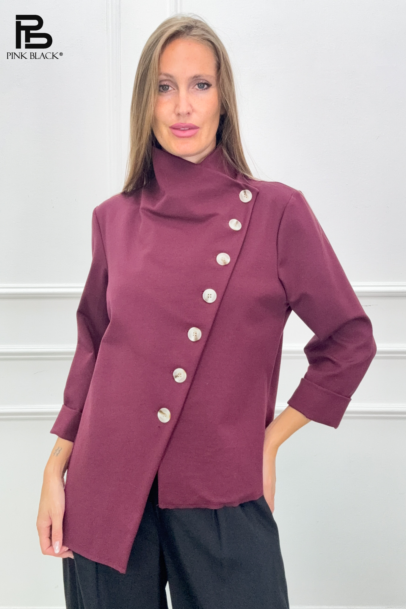 Elongated Jacket with Stand Collar