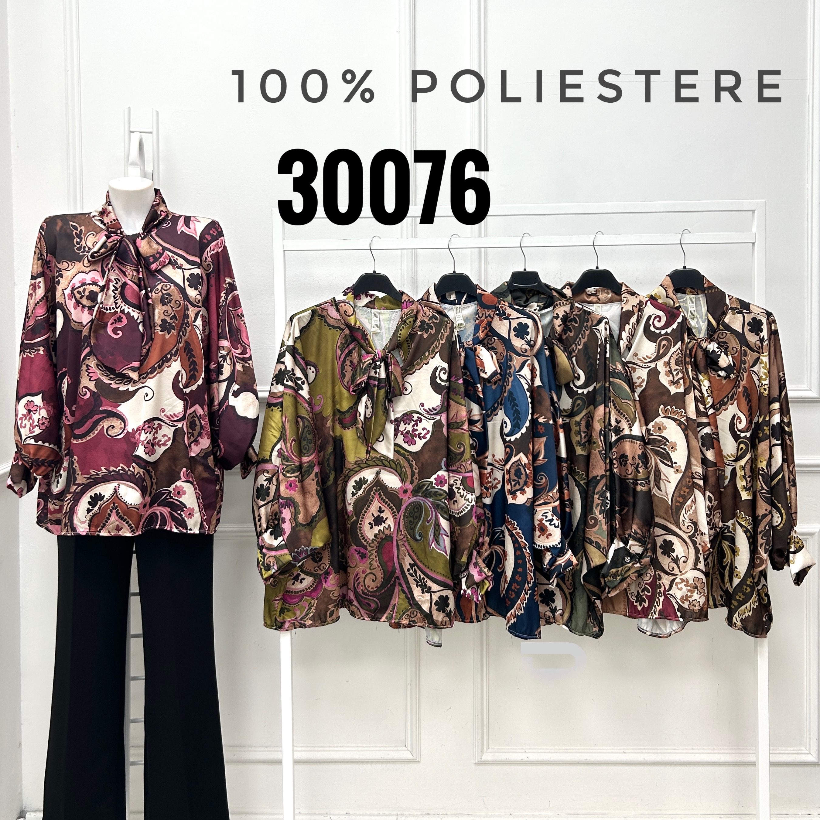 Paisley Shirt Blouse with Neck Bow