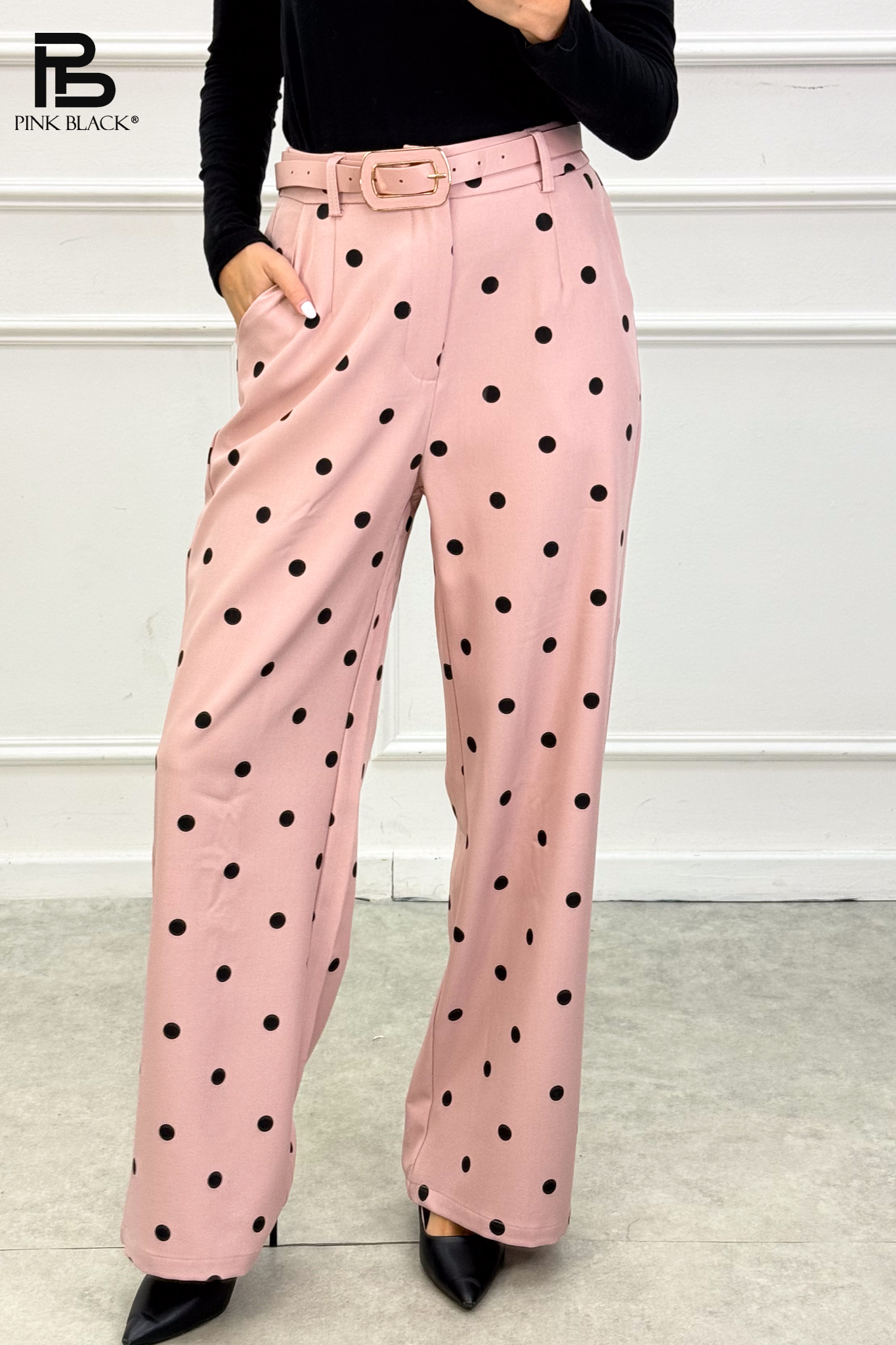 Regular Straight Polka-Dot Trousers