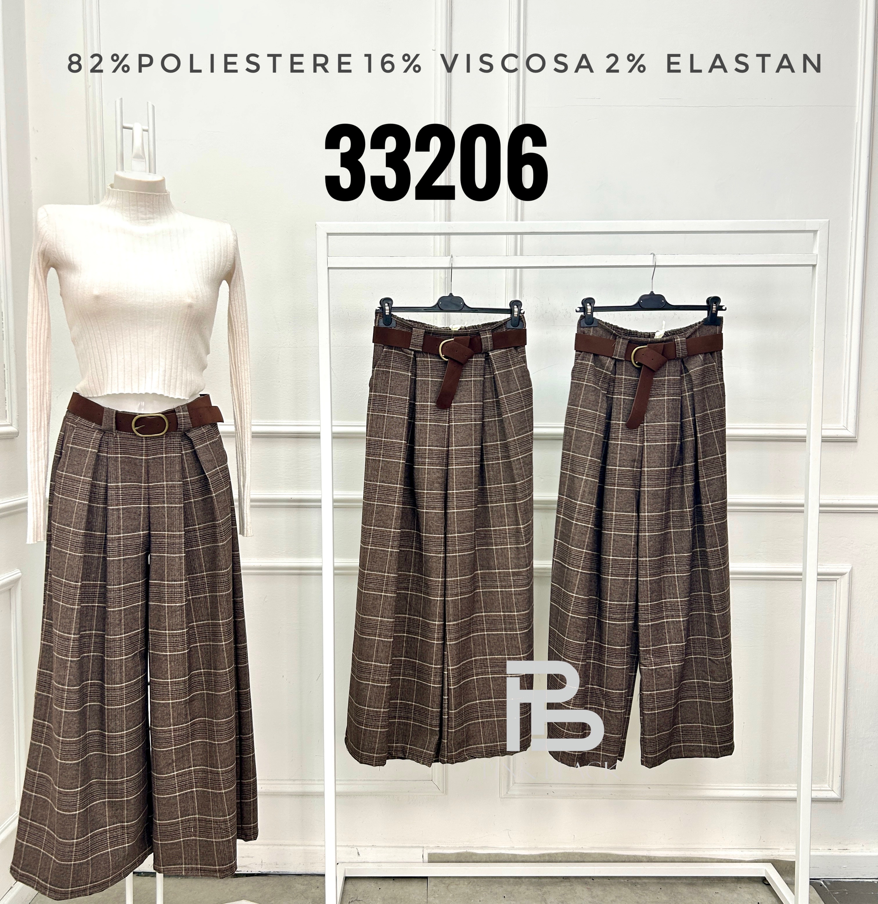 Checked Wide-Leg Trousers