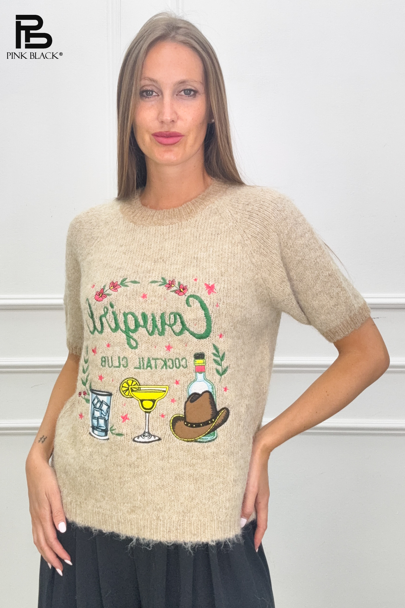 Cropped Round-Neck Sweater