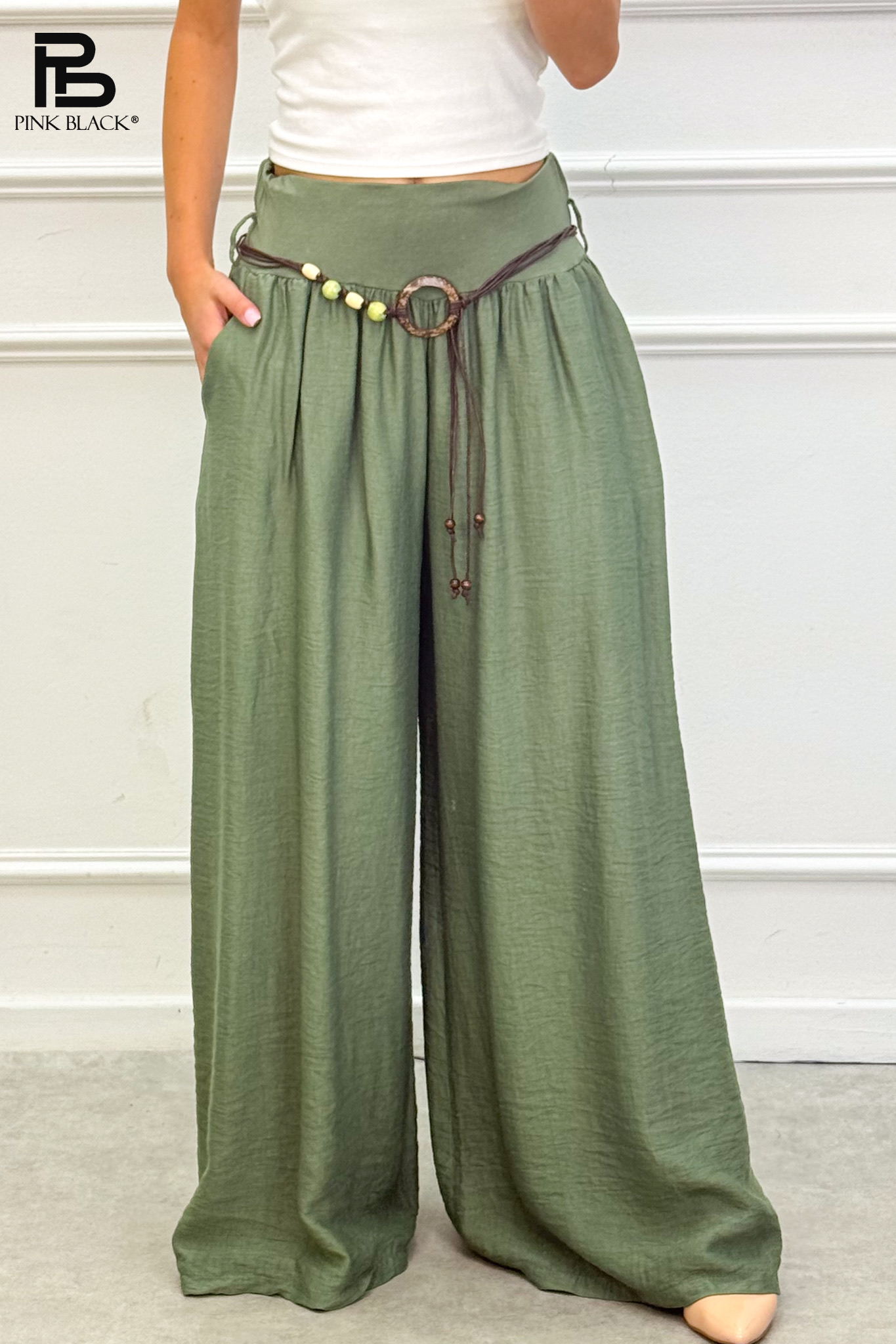 Elastic Waist Palazzo Trousers