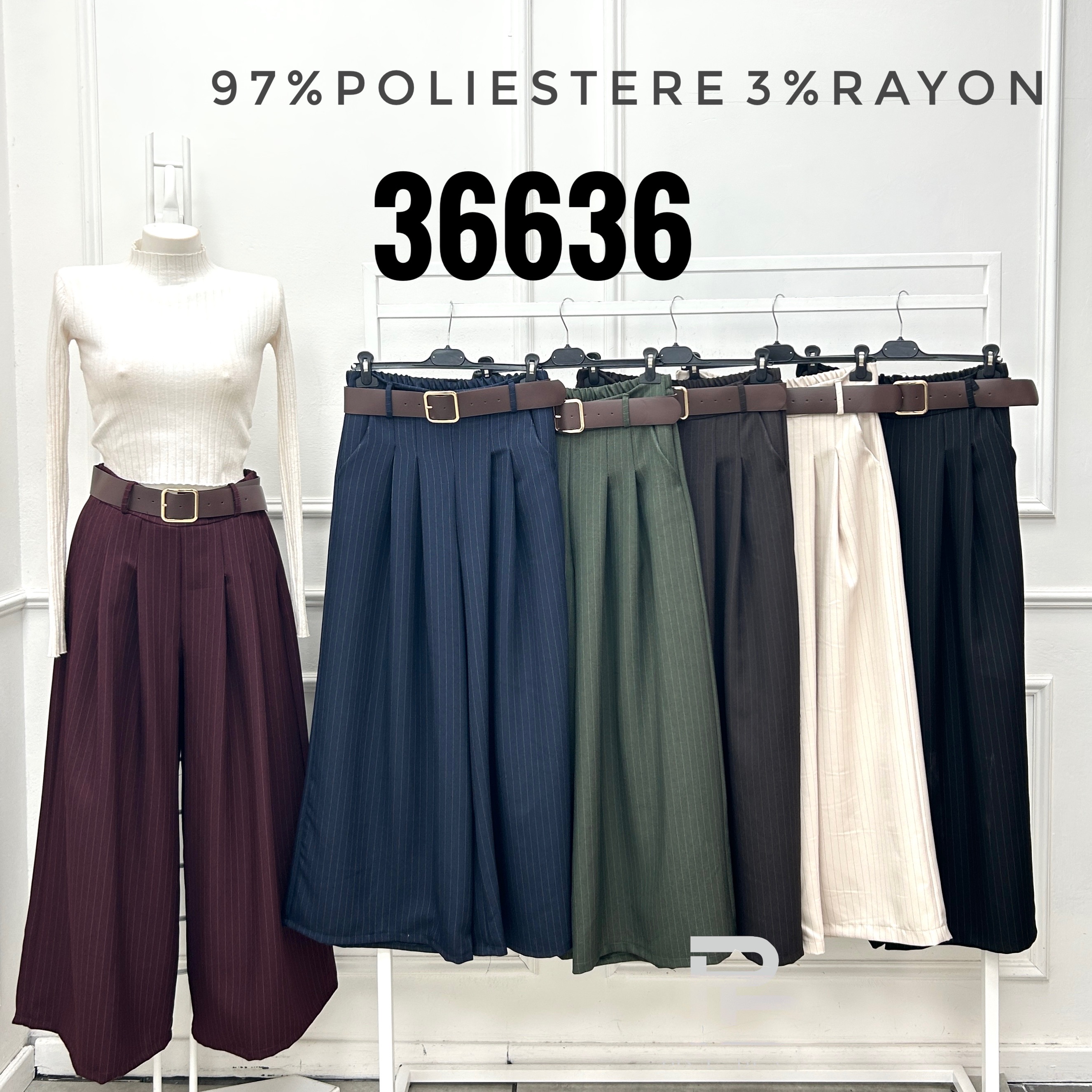 Wide Trousers with Belt