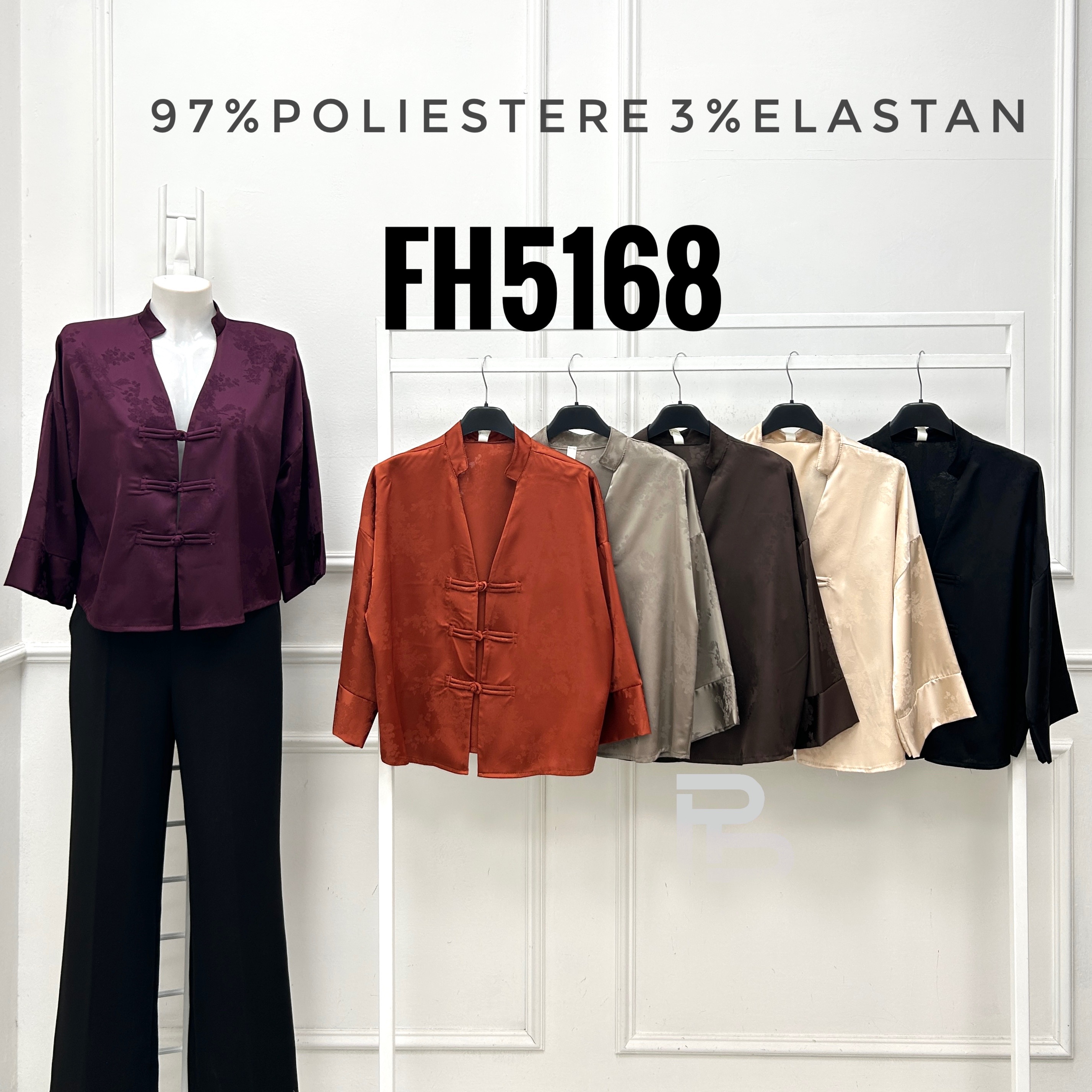 Relaxed Satin Shirt with Jacquard