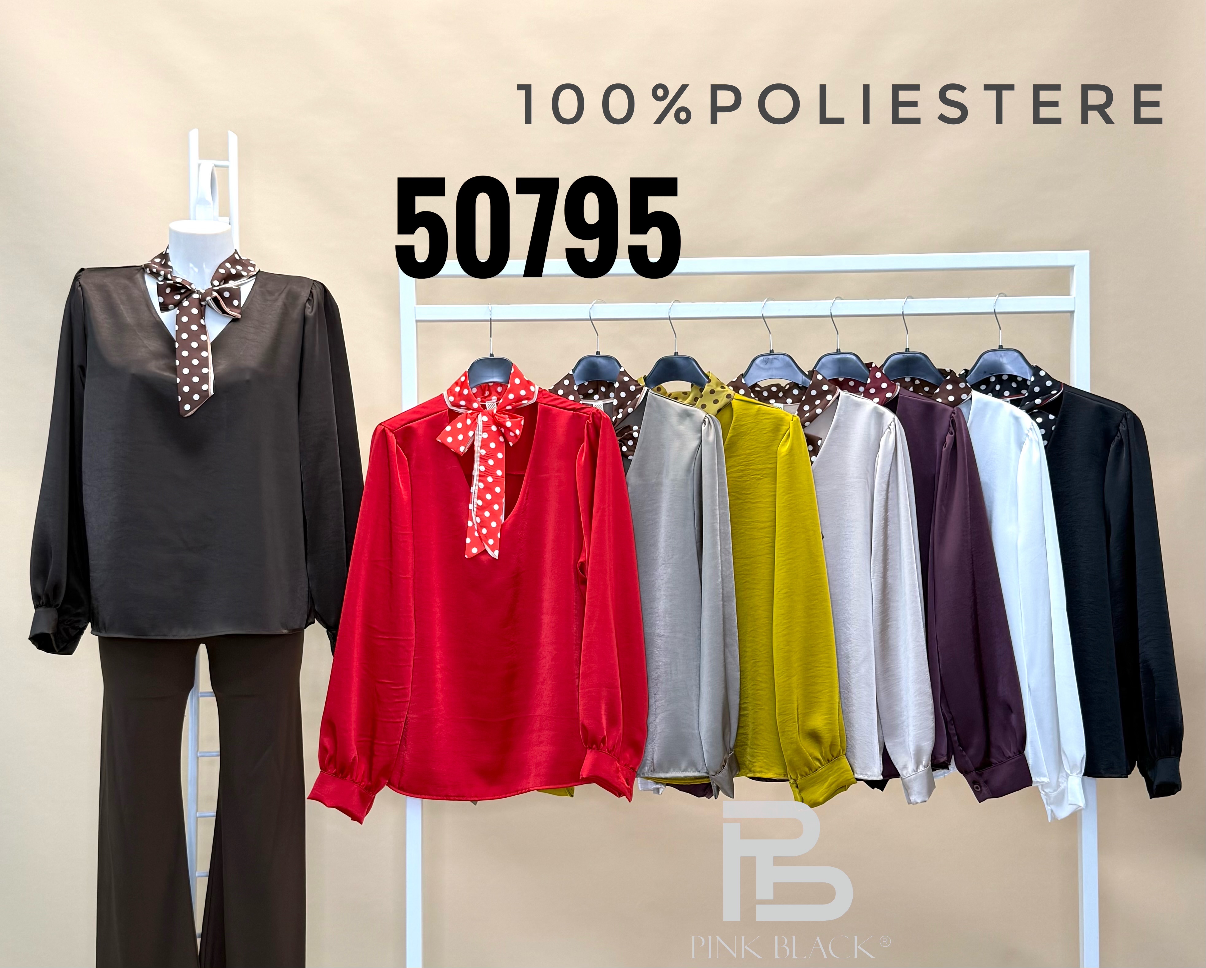 Tie-Neck Blouse with Gathered Detail