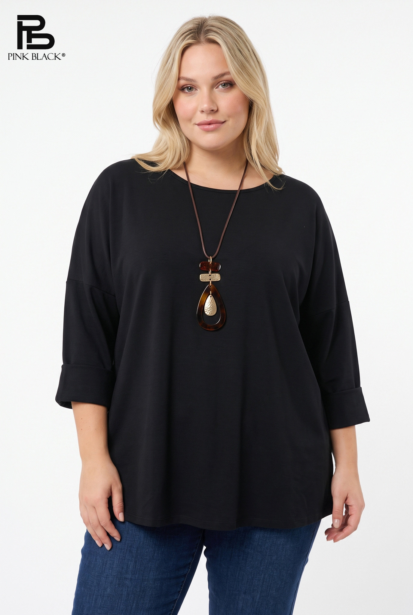 Relaxed 3/4 Sleeve Tunic Top