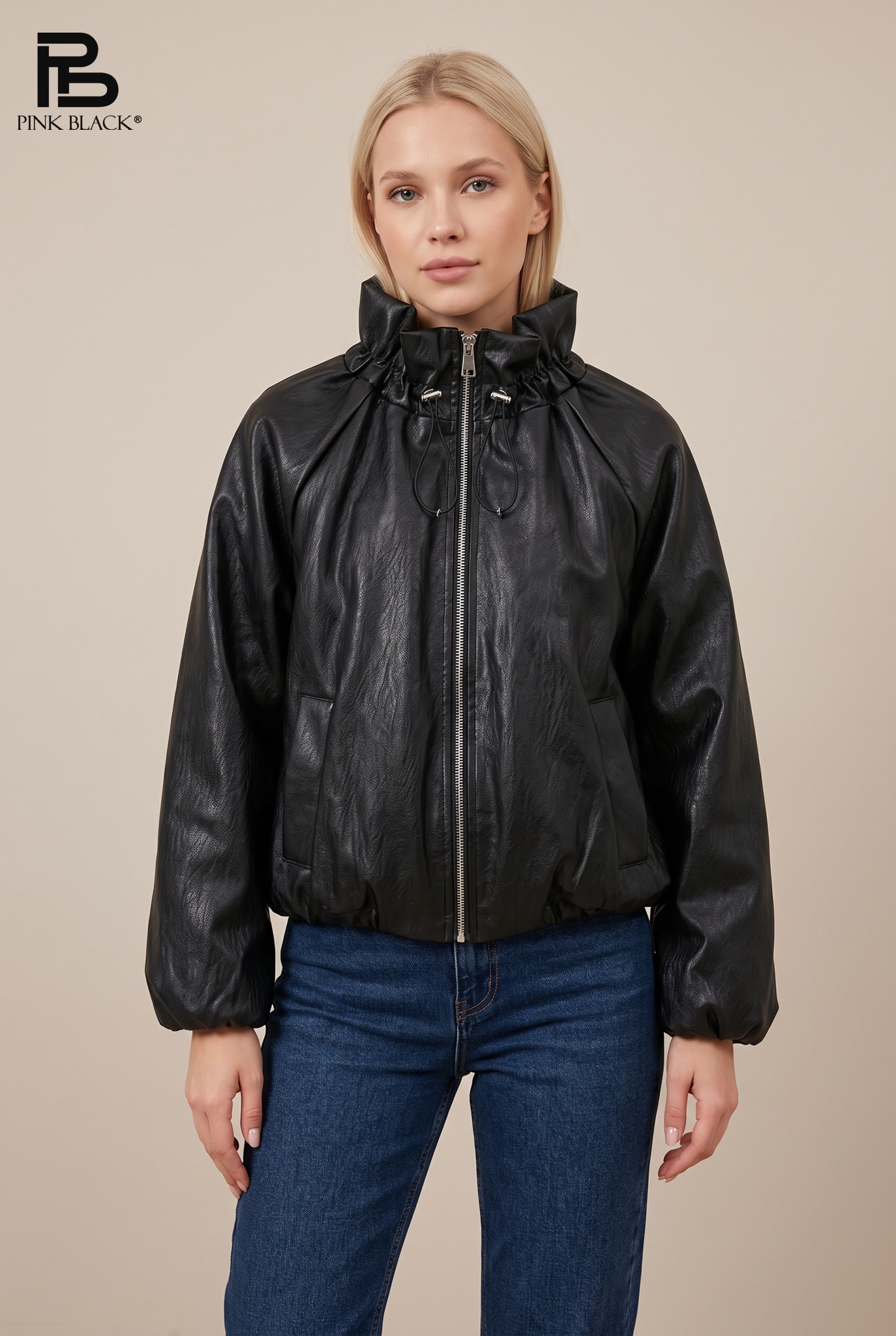 Oversized Jacket with Stand Collar
