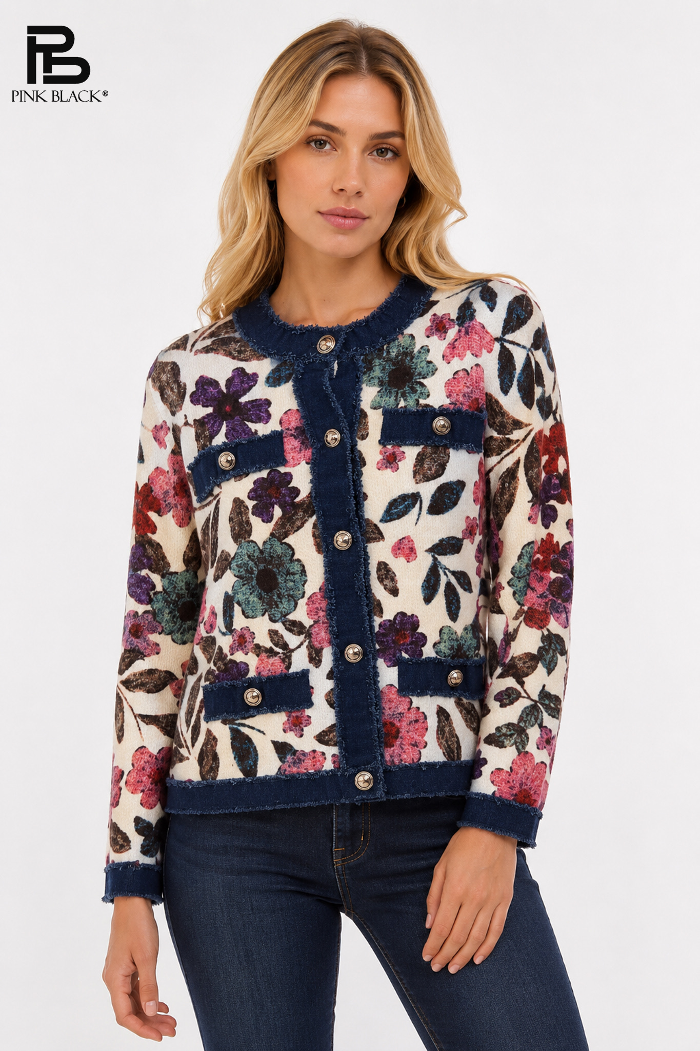 Regular Fit Cardigan with Crew Neck