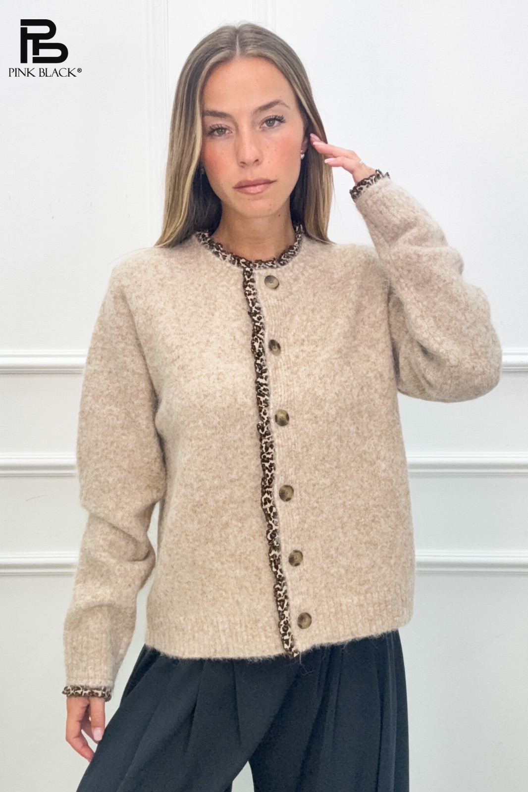 Button-Front Straight Cardigan