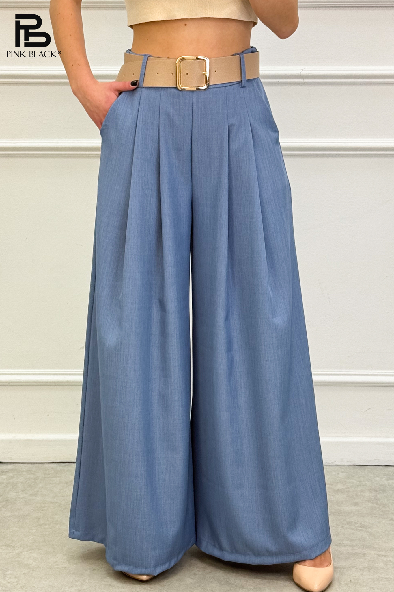 Wide-Leg Trousers with Belt