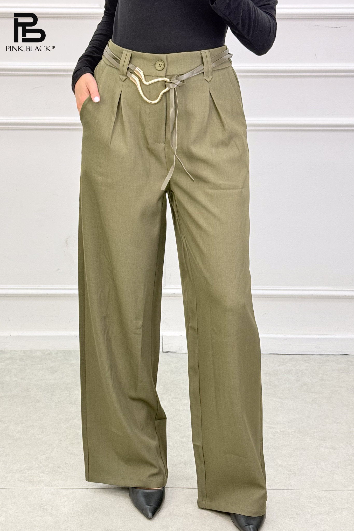 Wide-Leg Trousers with Belt