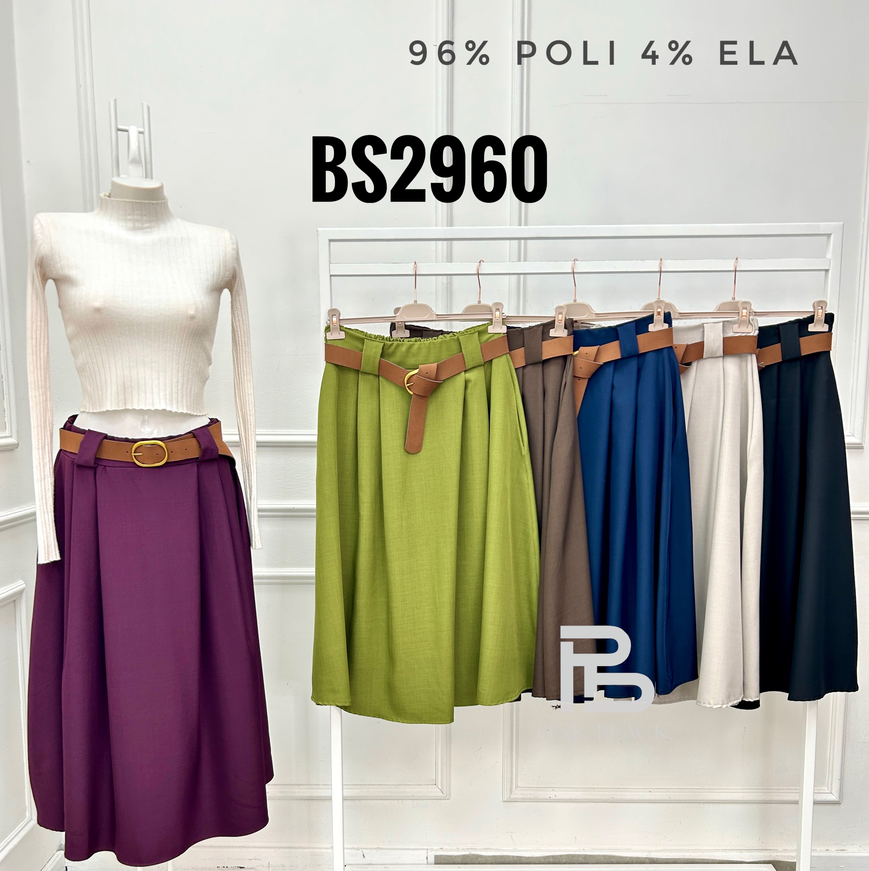 A-line Midi Skirt with Belt