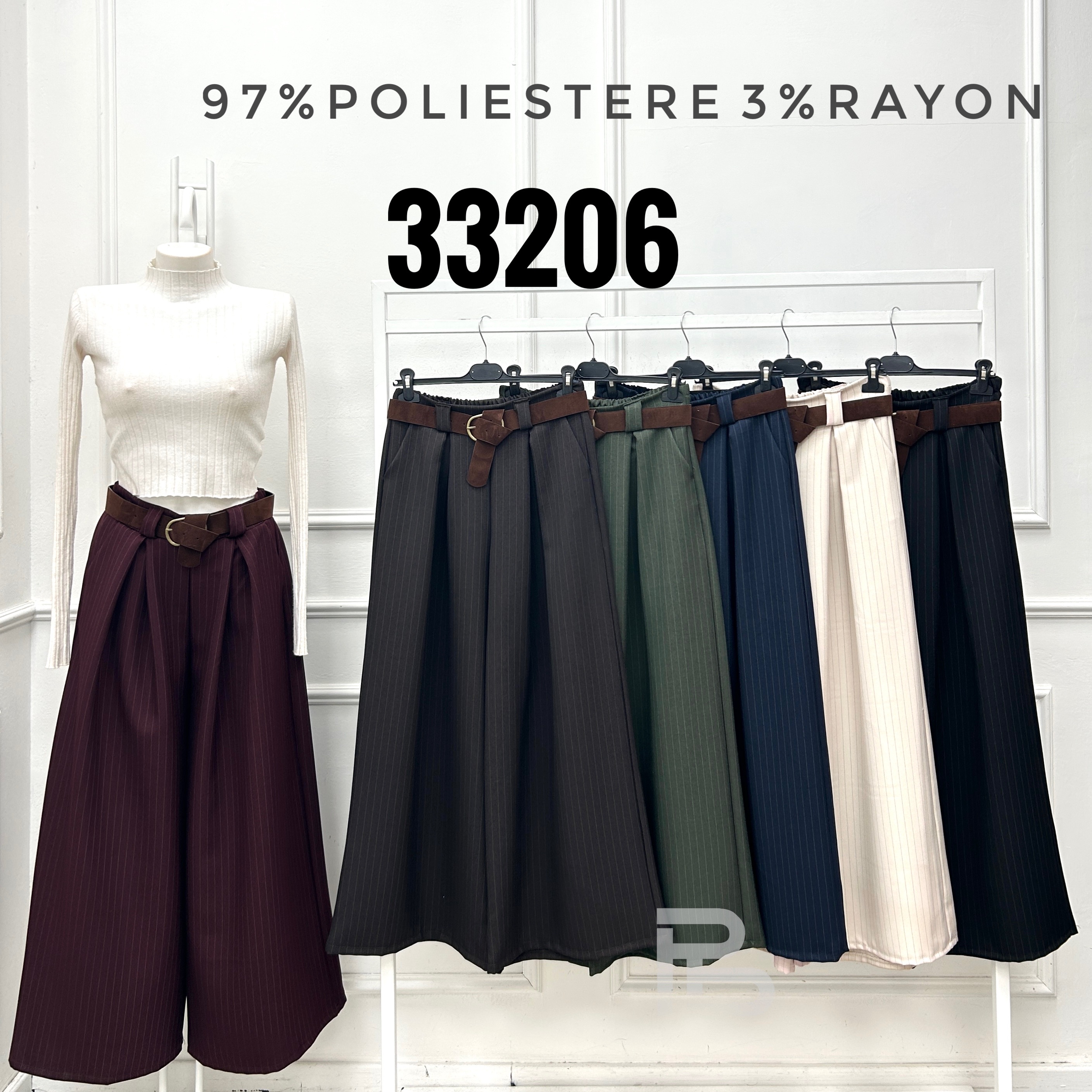 Wide Striped Waist-Tie Trousers