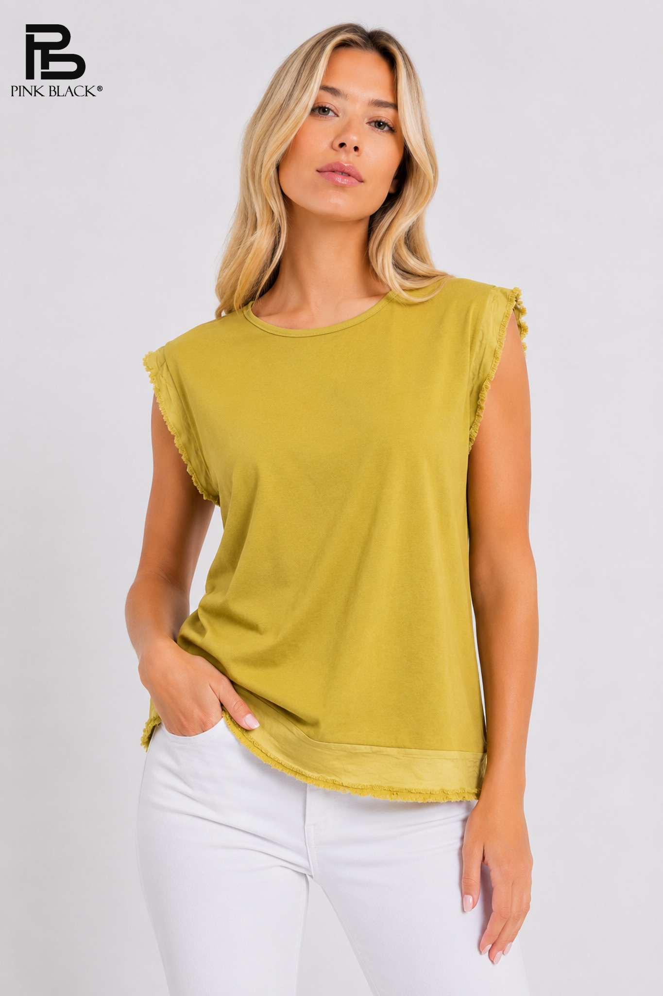Fringe-Trim Straight Blouse