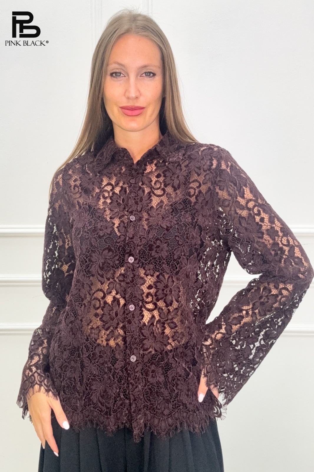 Lace Shirt with Collar