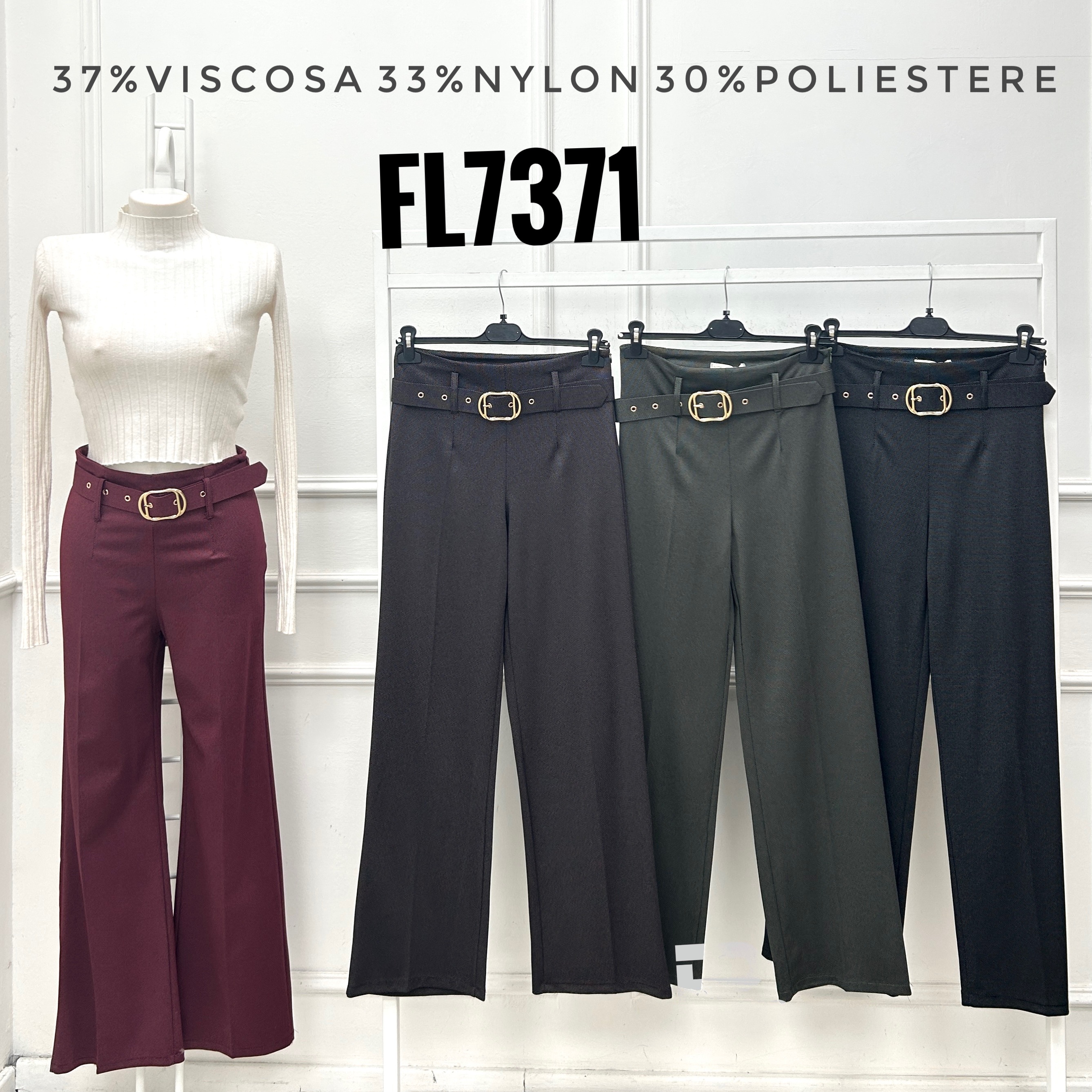 Bootcut Trousers with Belt
