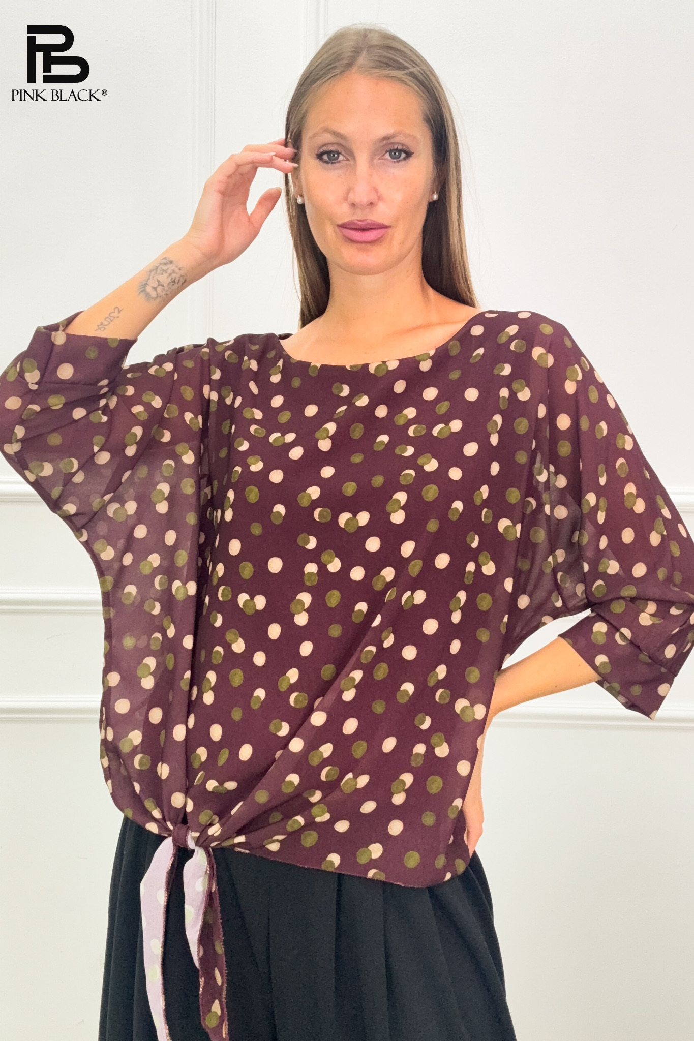 Relaxed Tie‑Hem Blouse