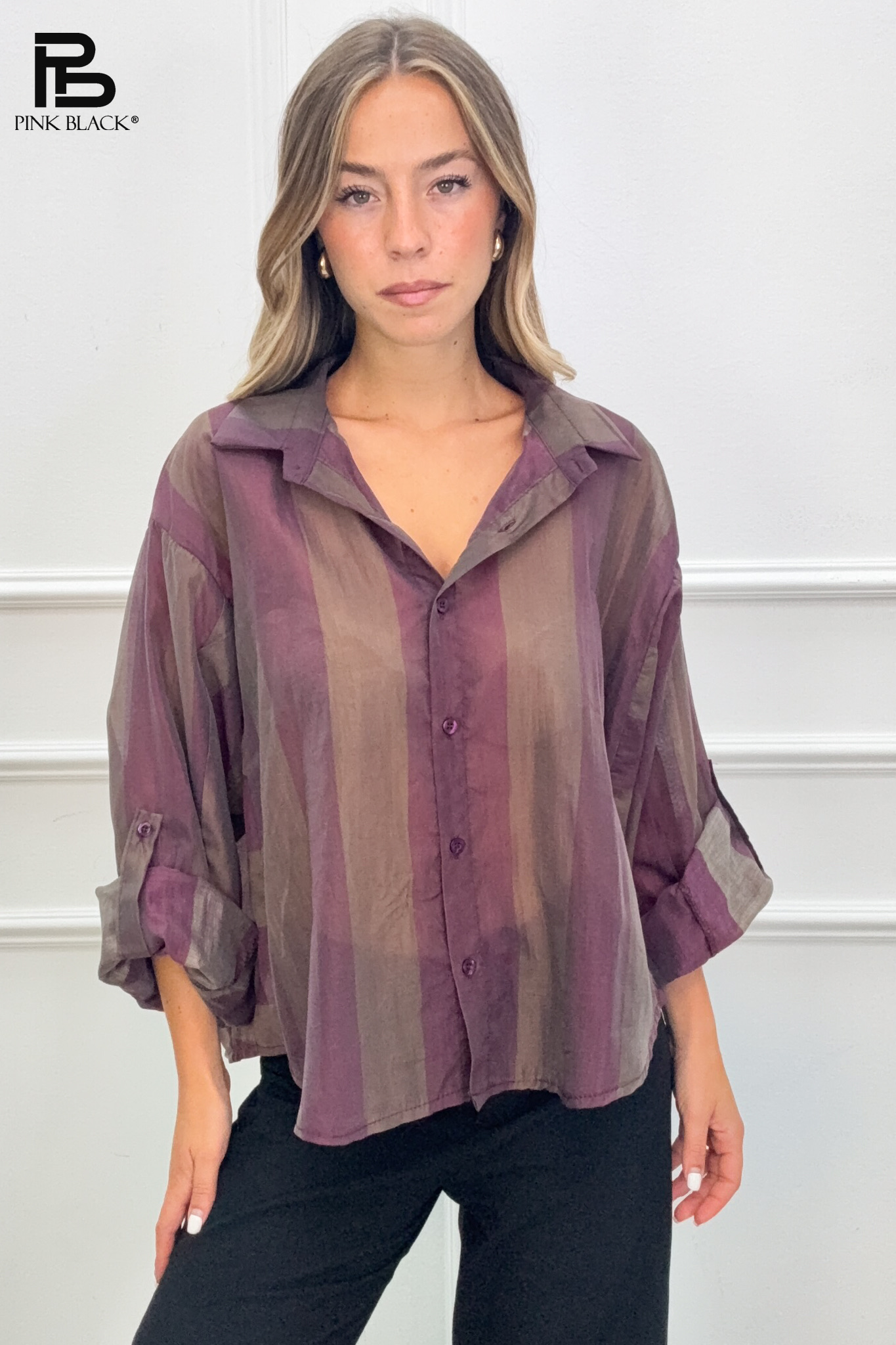 Oversized Vertical-Stripe Shirt