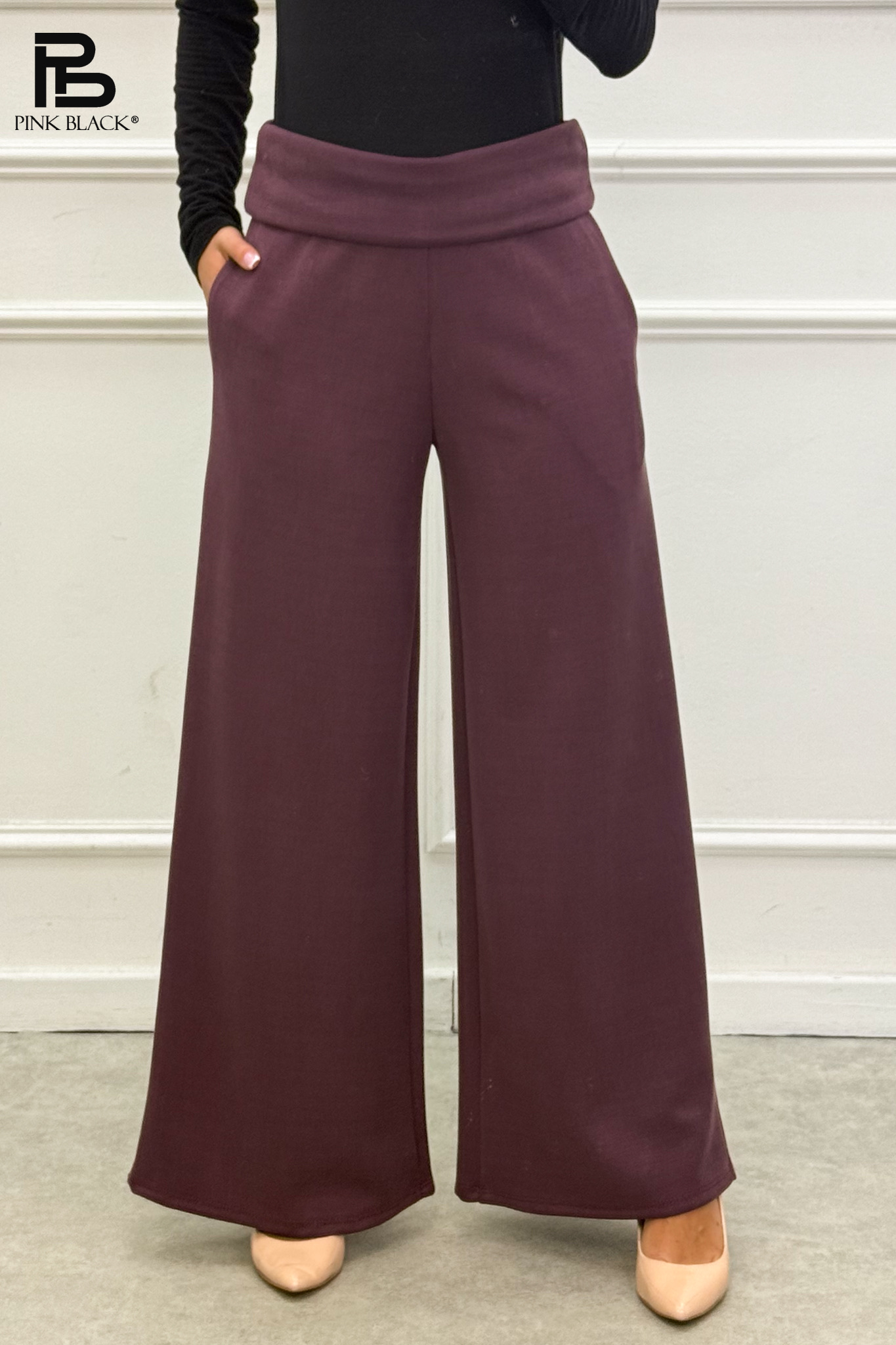 Wide-Leg Trousers with Elastic Waist