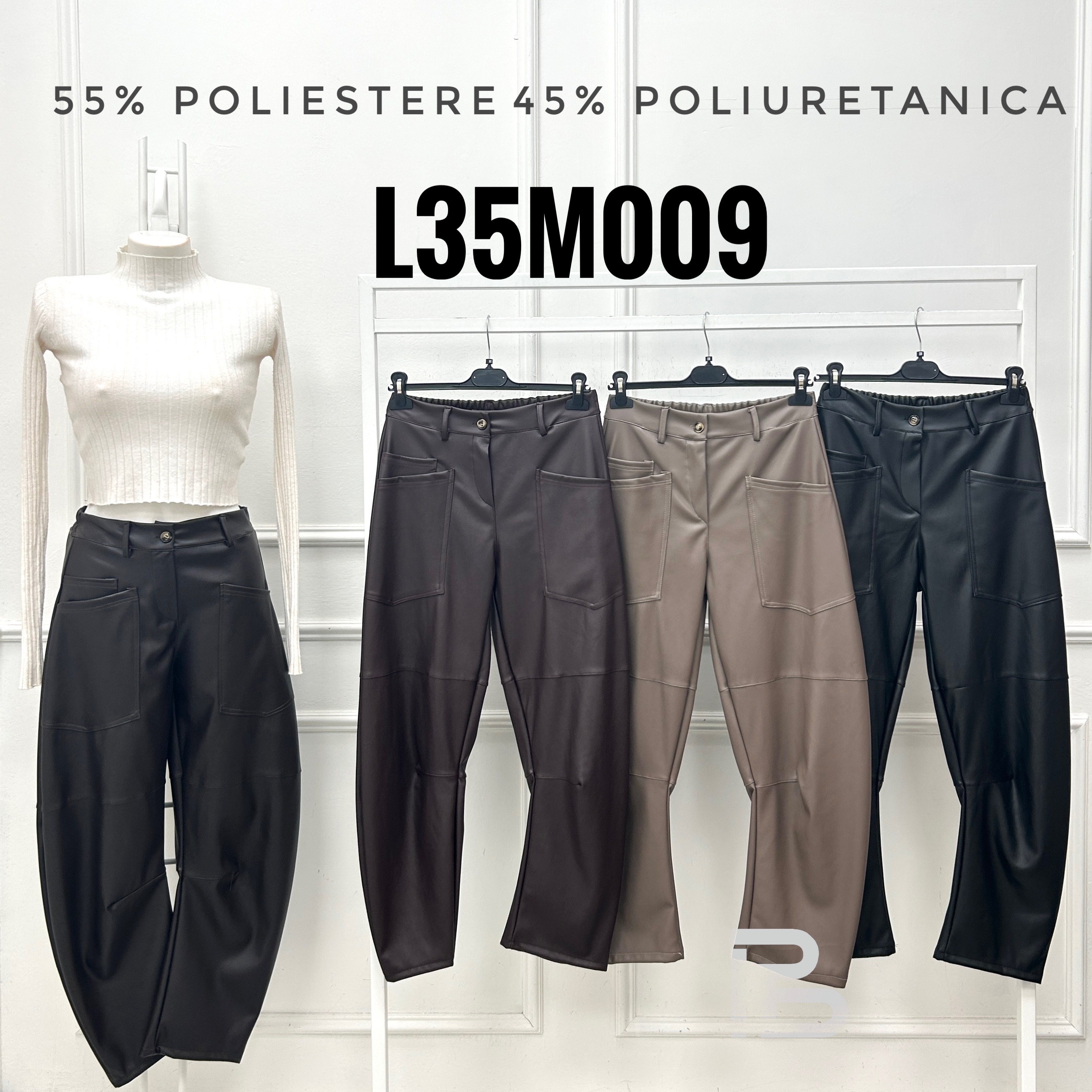 Straight Faux-Leather Trousers