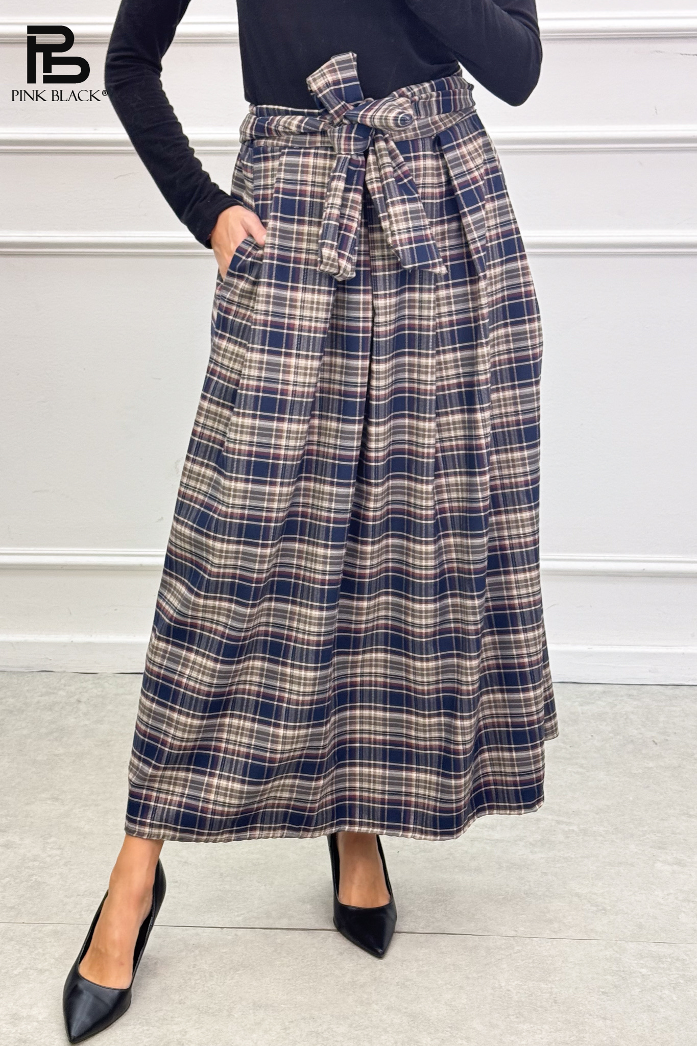 A-line Maxi Skirt with Paperbag Waist