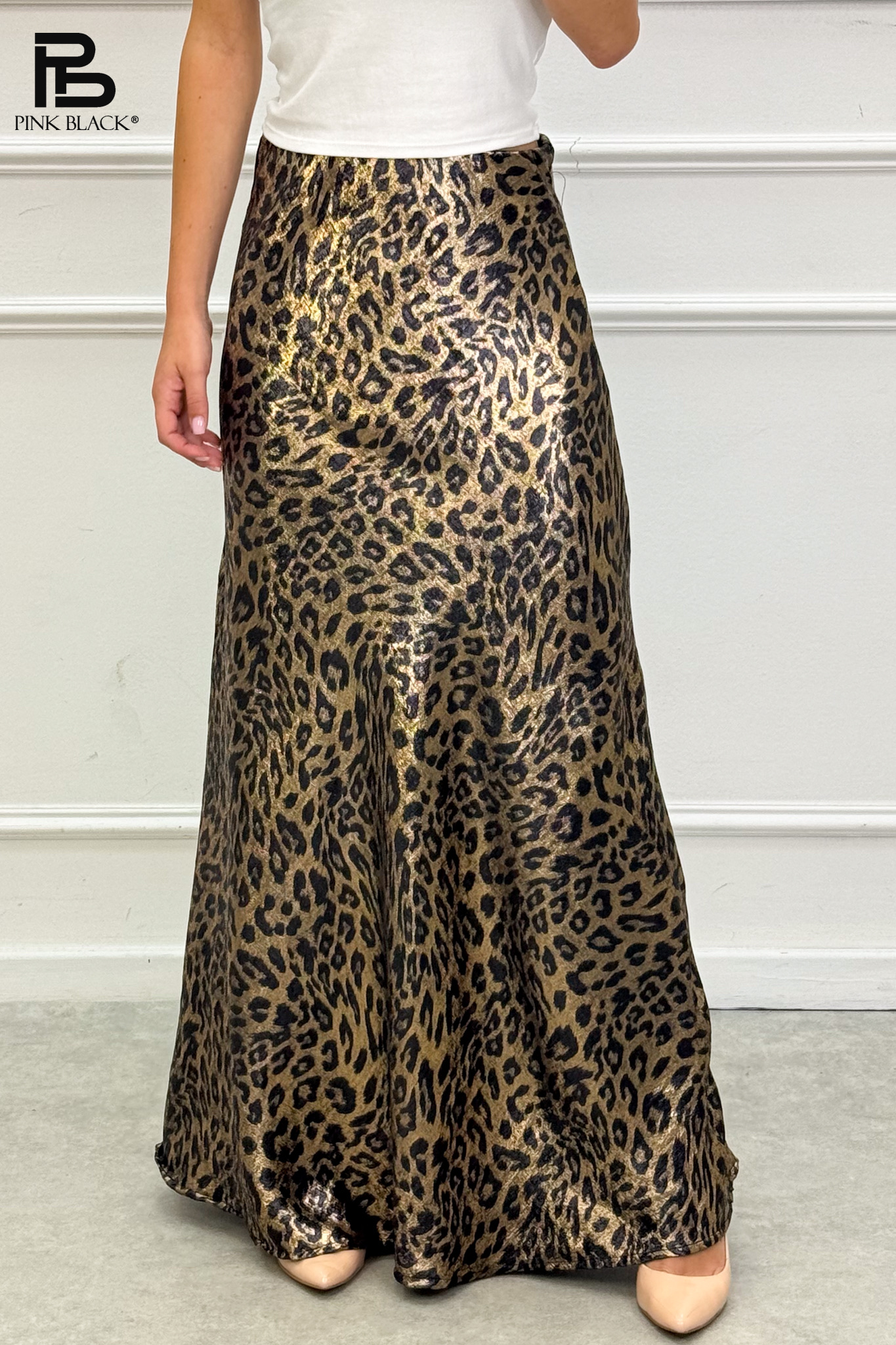 A-Line Maxi Skirt in Leopard Print