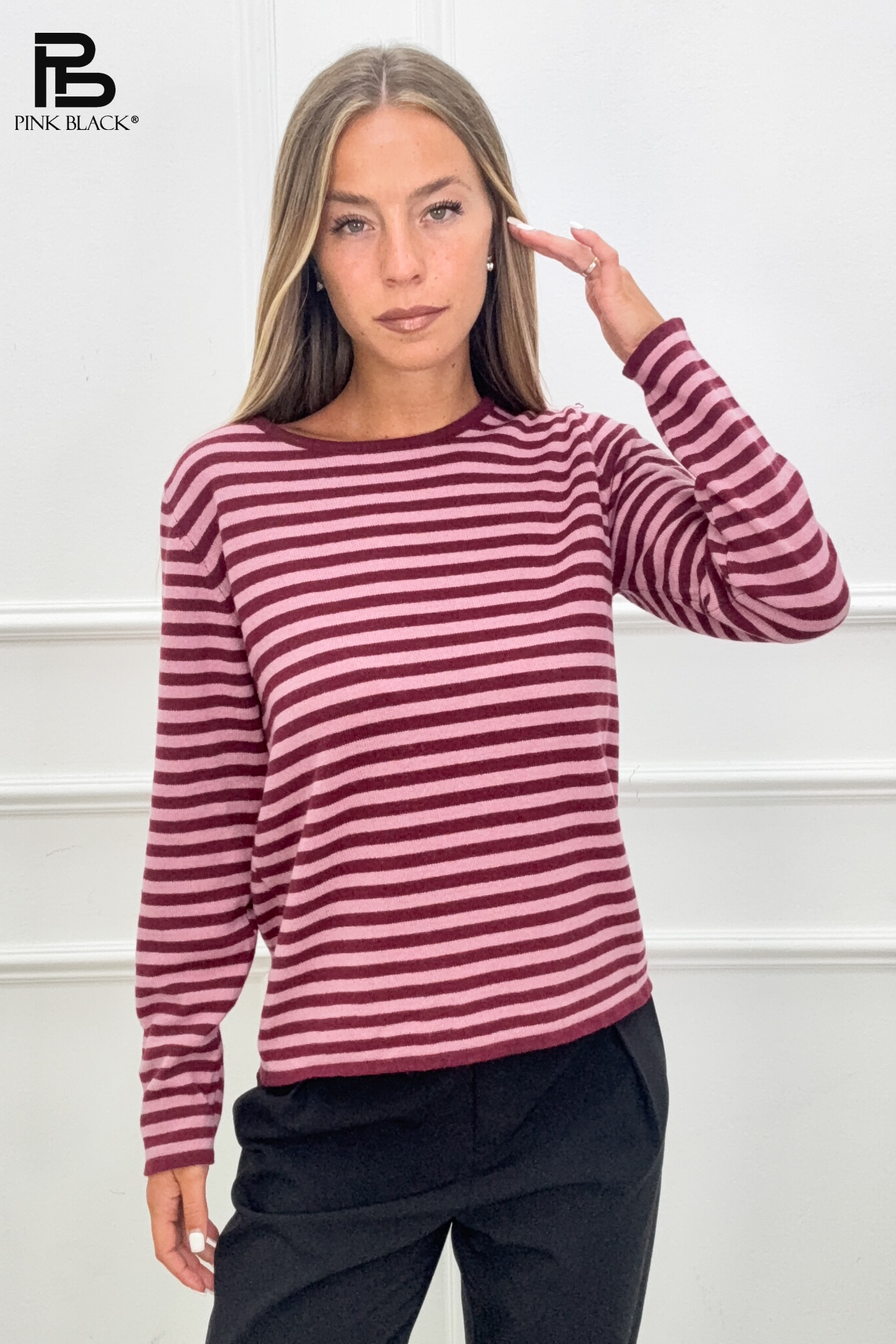 Micro-Striped Crewneck Sweater