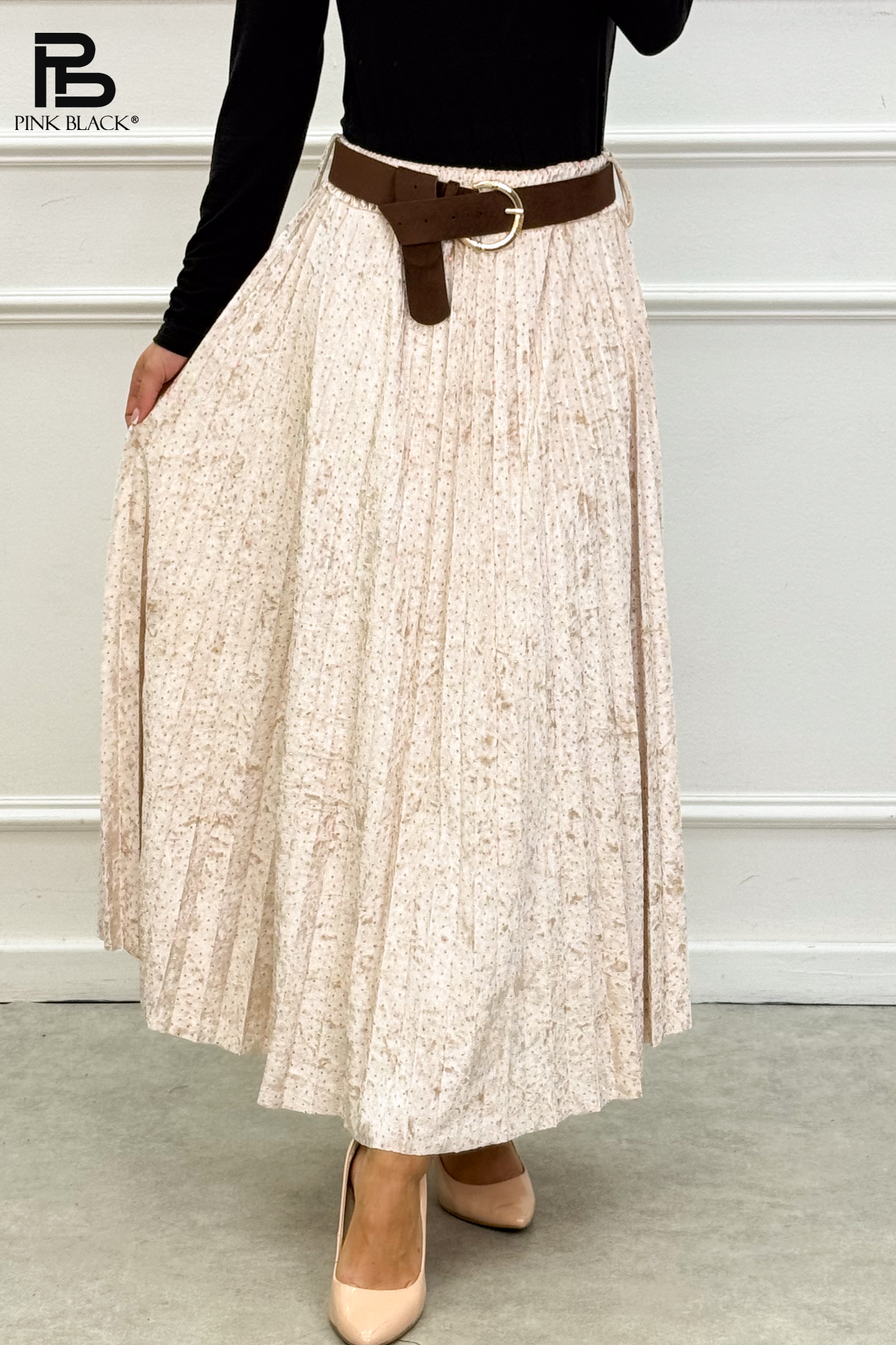Pleated Midi Skirt