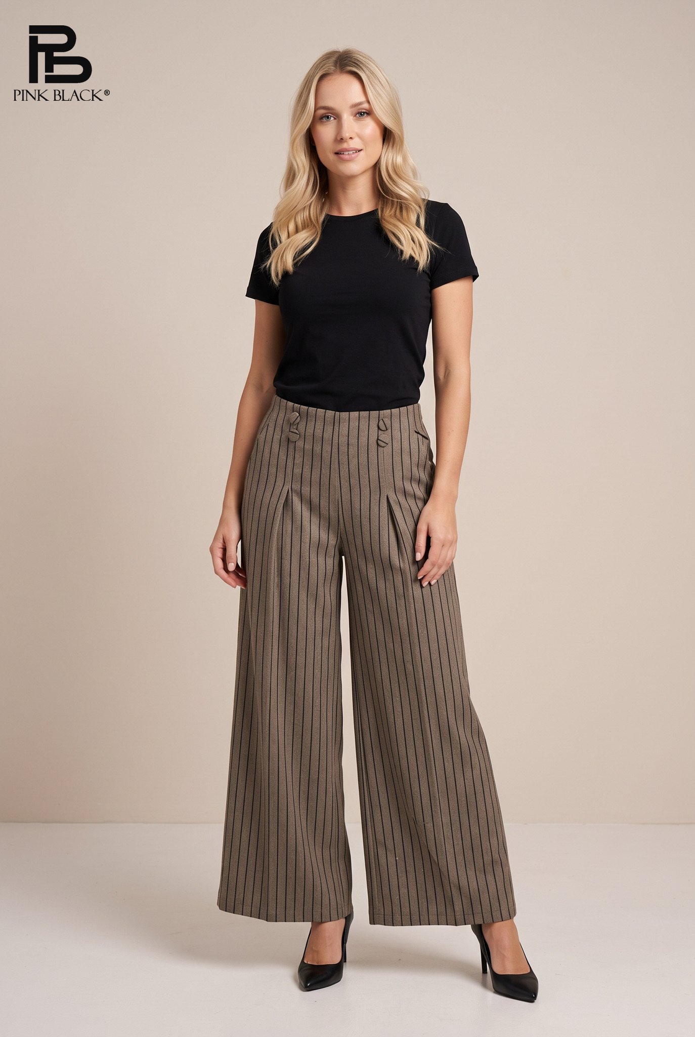 Striped Wide-Leg Trousers