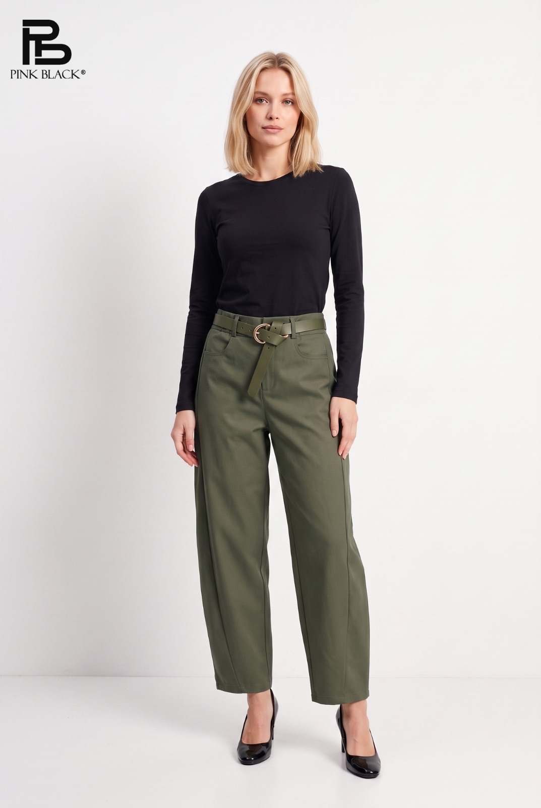 High‑Waist Straight Trousers