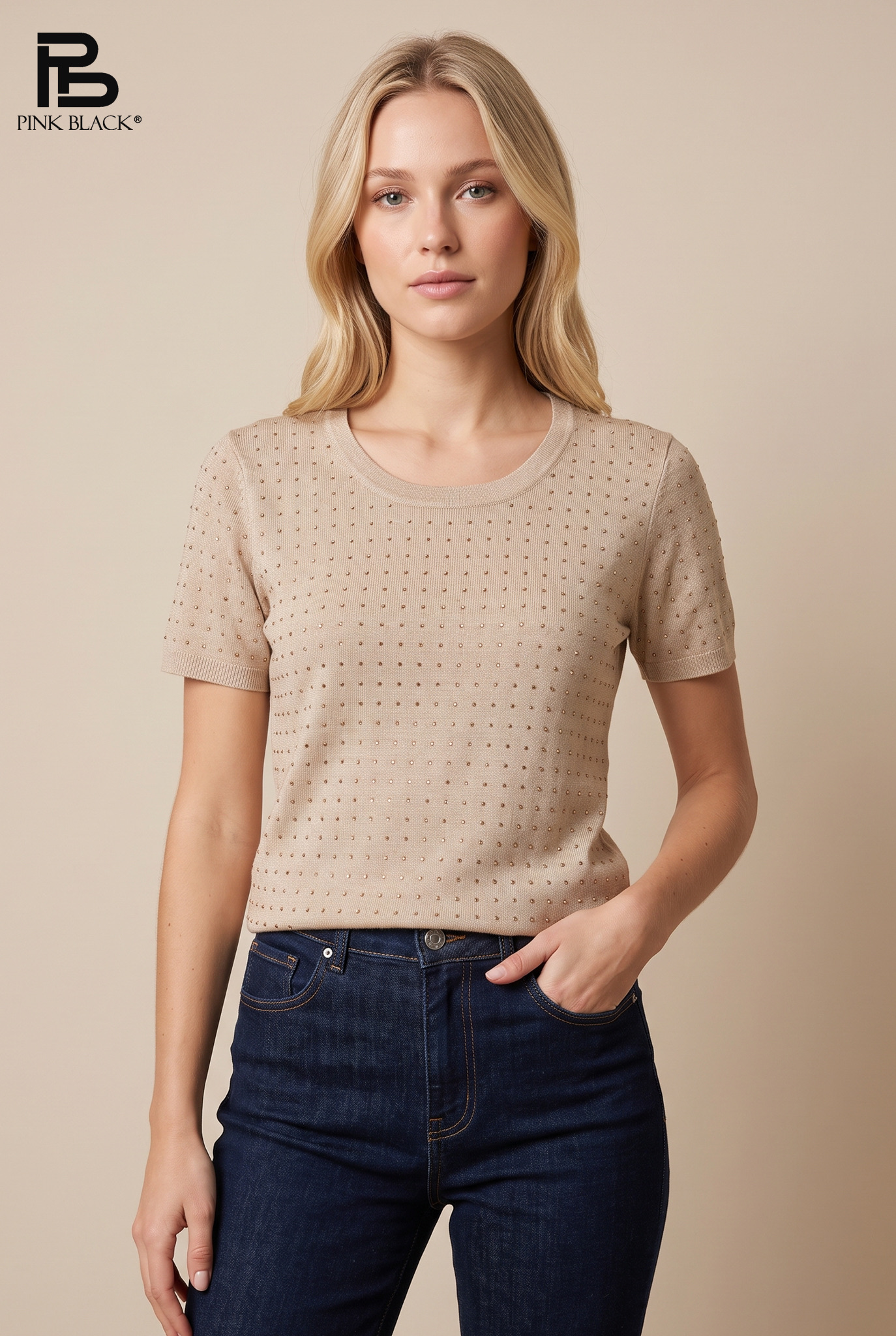Fitted Short-Sleeve Sweater