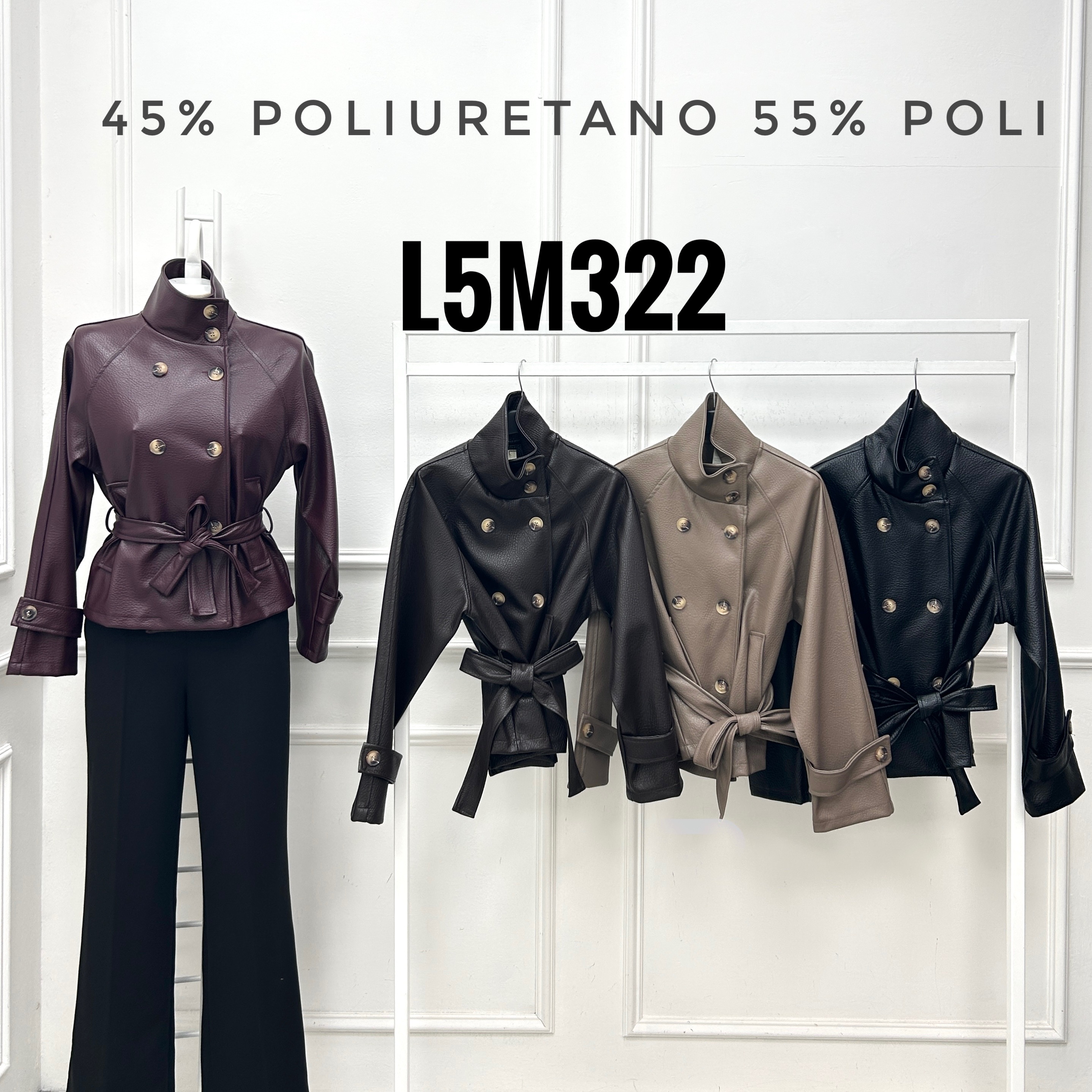 Faux-Leather Jacket with Waist Belt