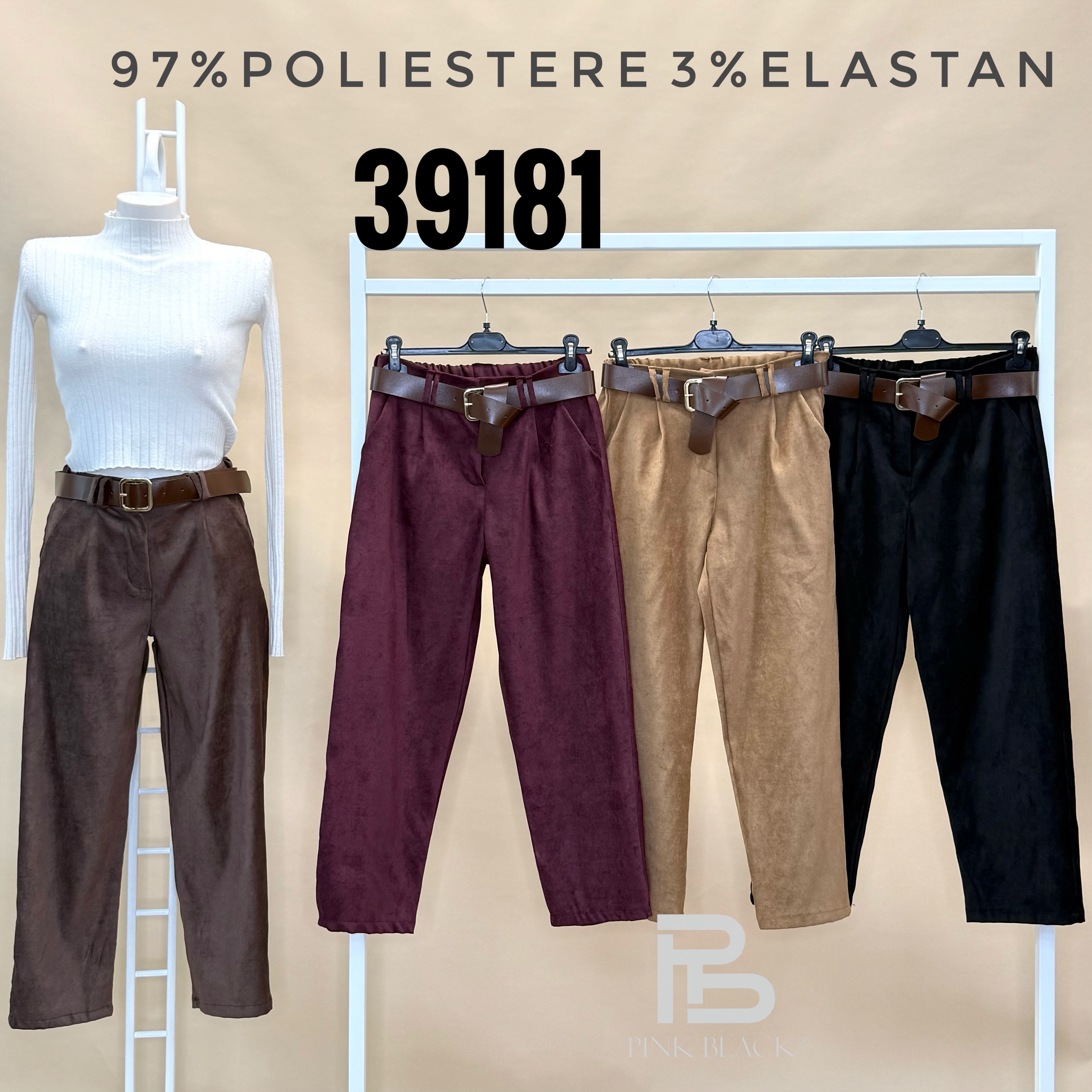 Straight 7/8 Trousers with Belt