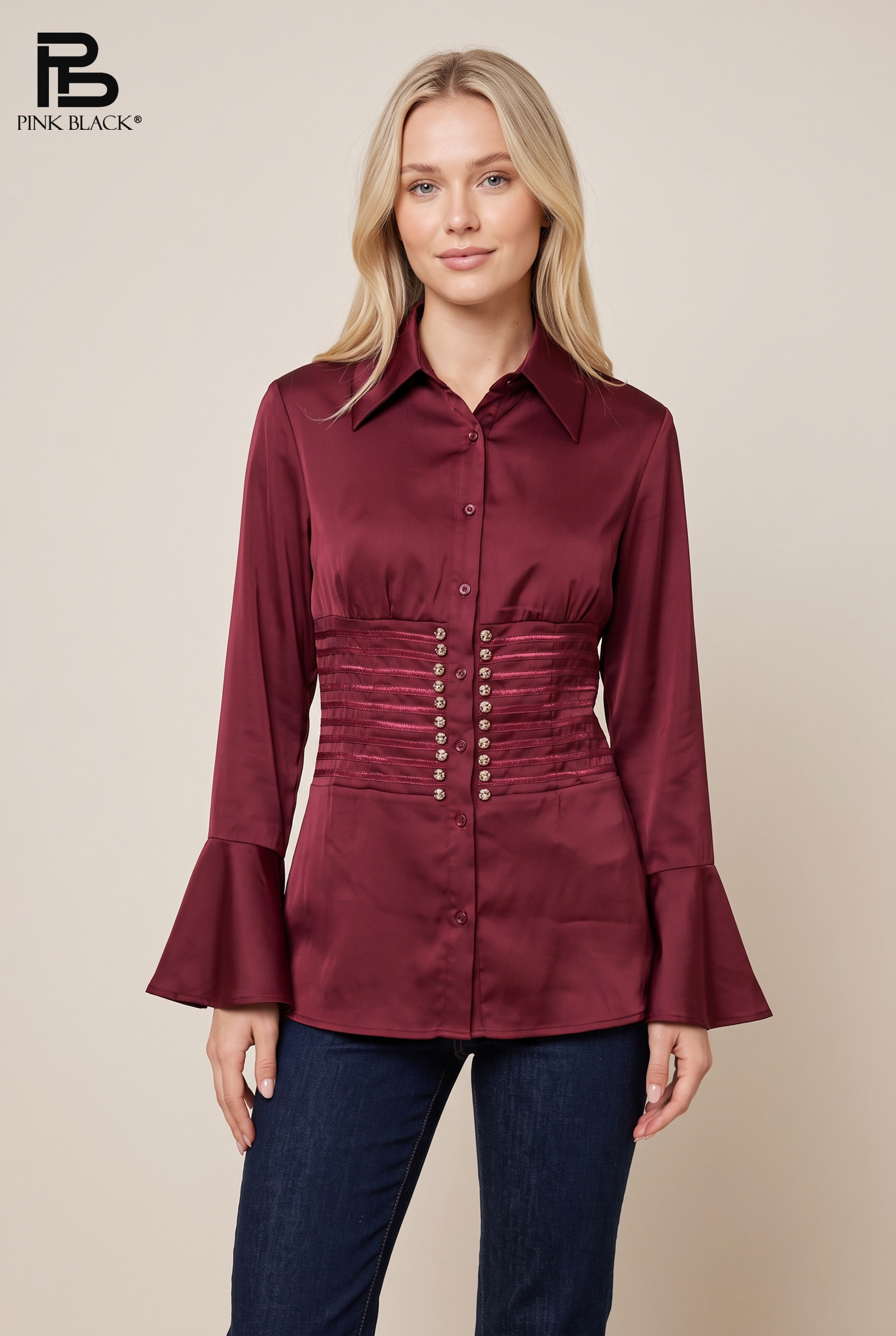 Fitted Shirt with Plisé Panel