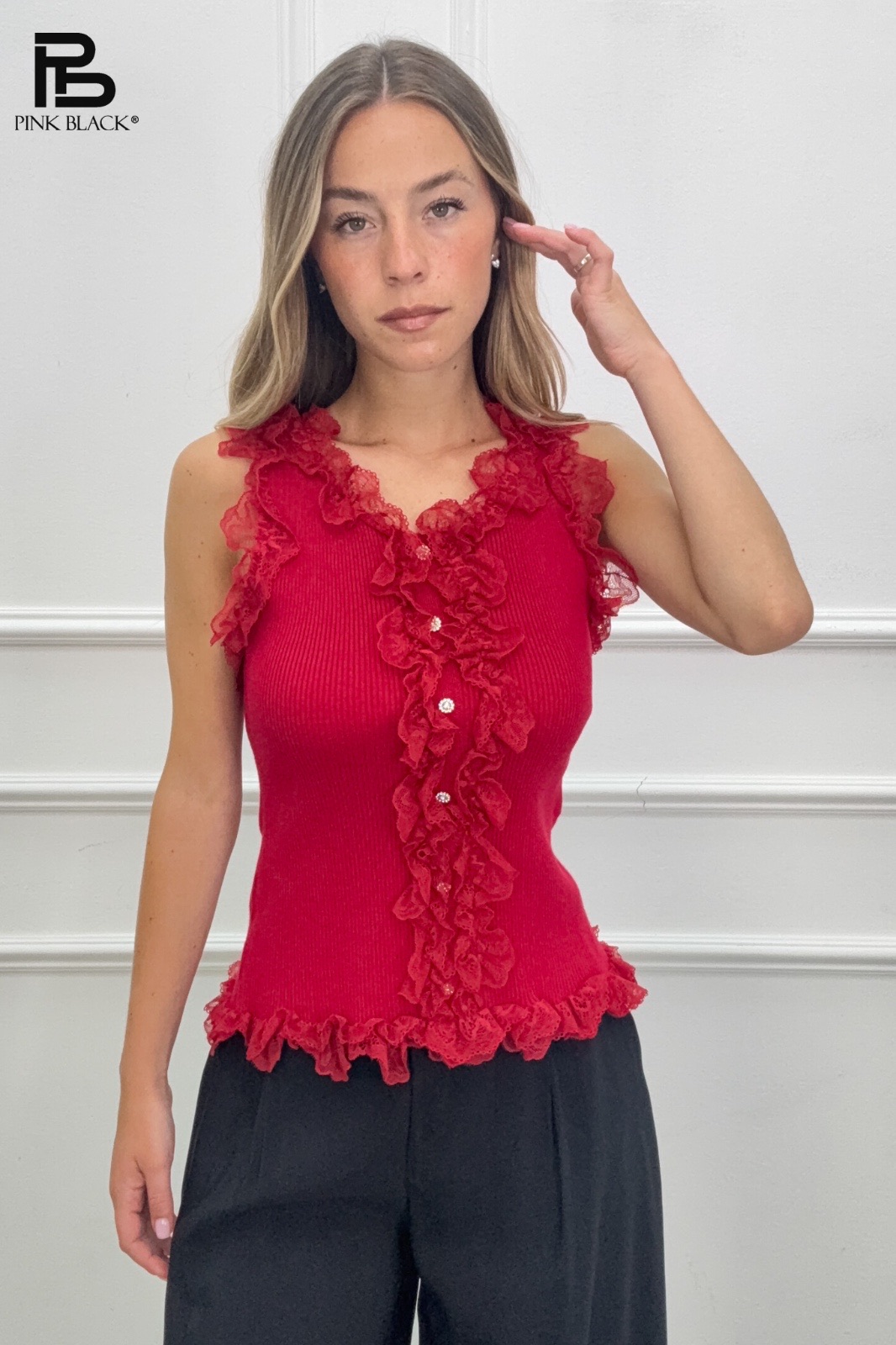 Fitted Ruffled Tank Top