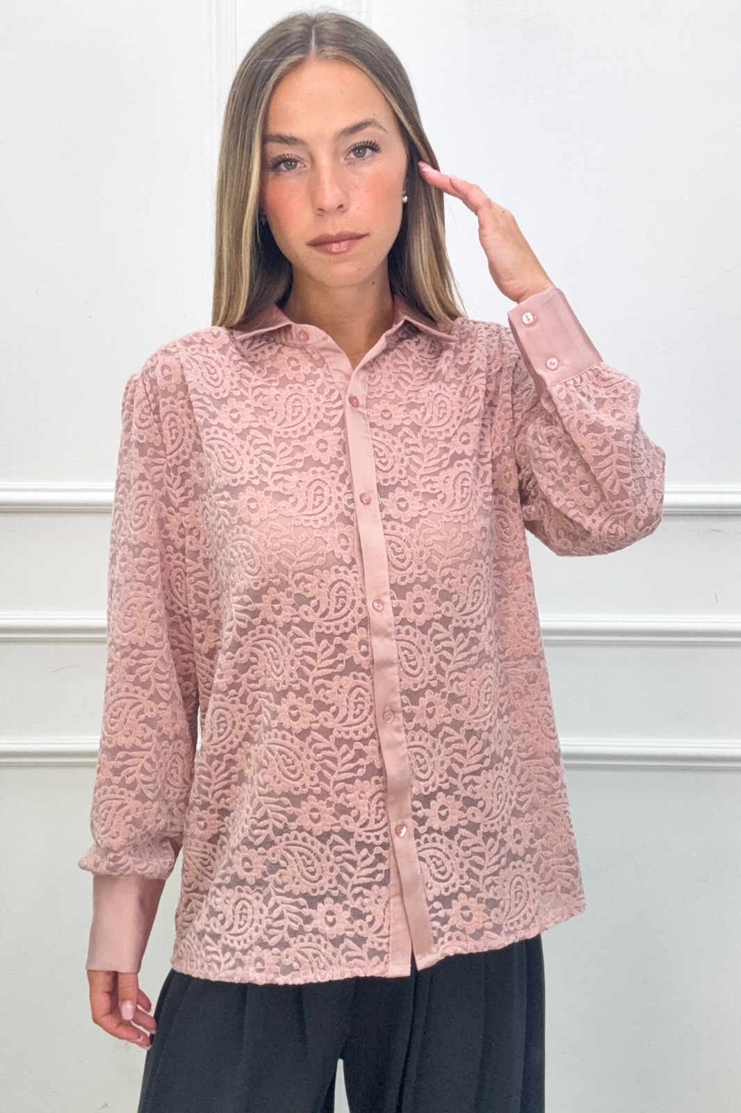 Lace Shirt with Collar