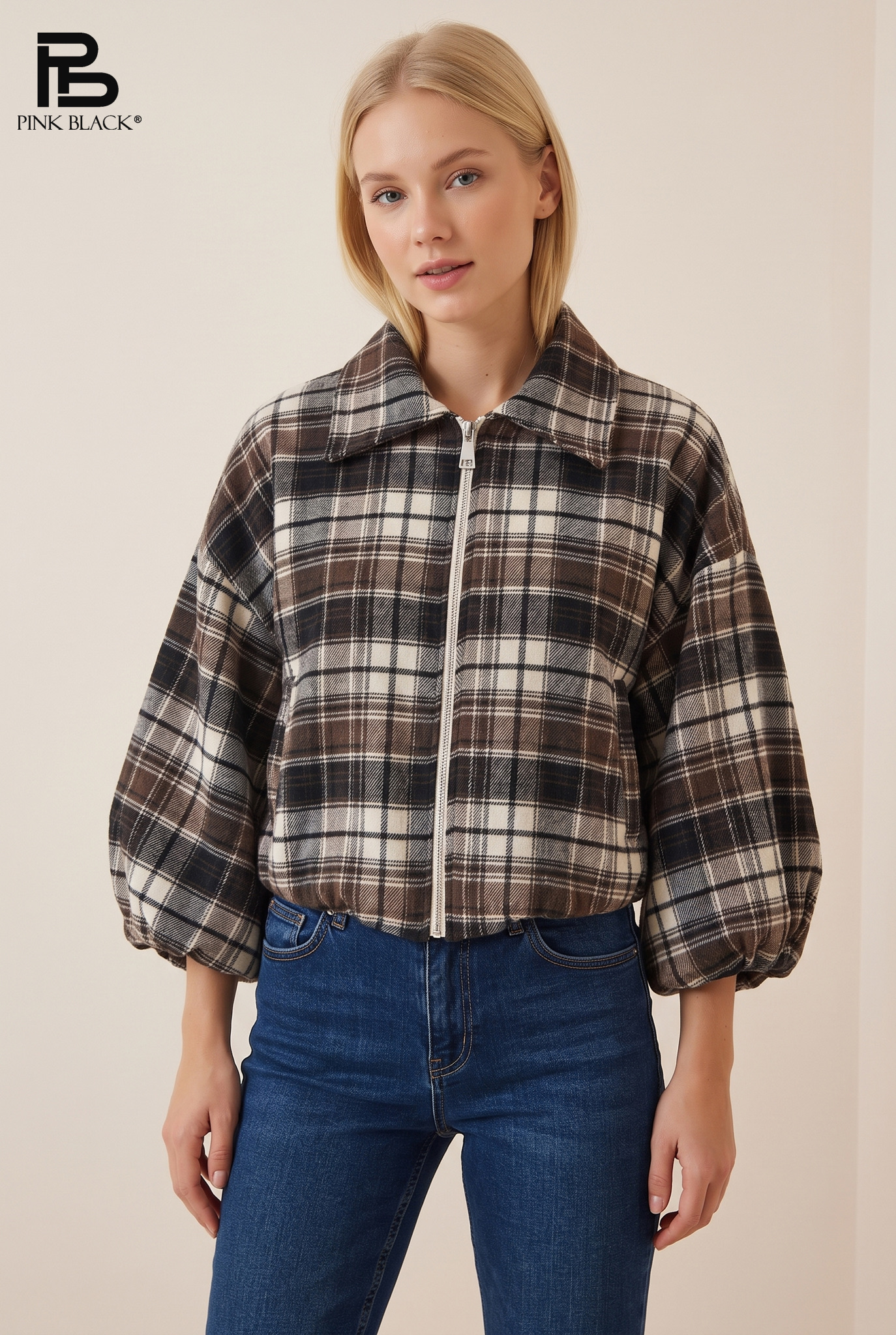 Oversized Checked Jacket