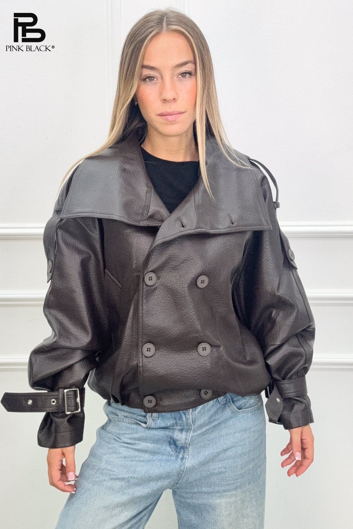 Oversized Jacket with Notched Flaps