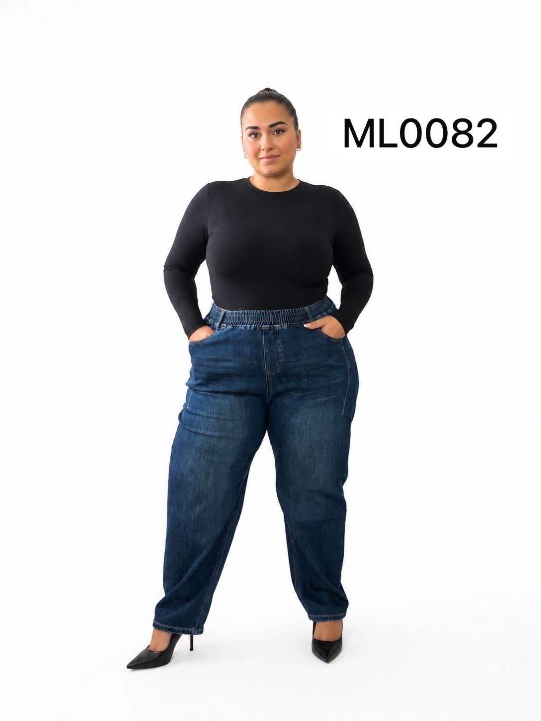 High‑Waist Straight Jeans