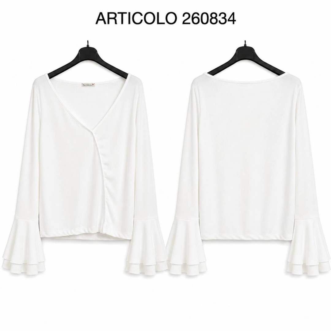 V-Neck Regular Blouse with Ruffle