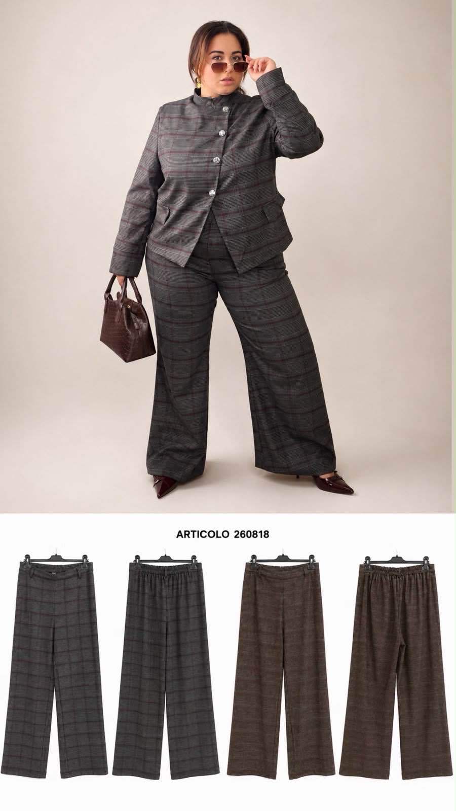 Wide‑Leg Checked Trousers