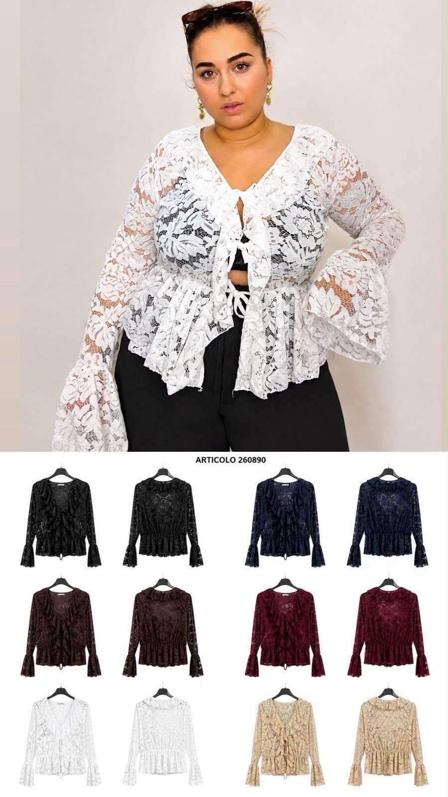 Peplum Lace Blouse with Ruffle