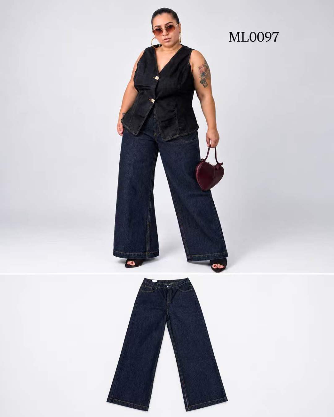 Wide-Leg Denim Trousers