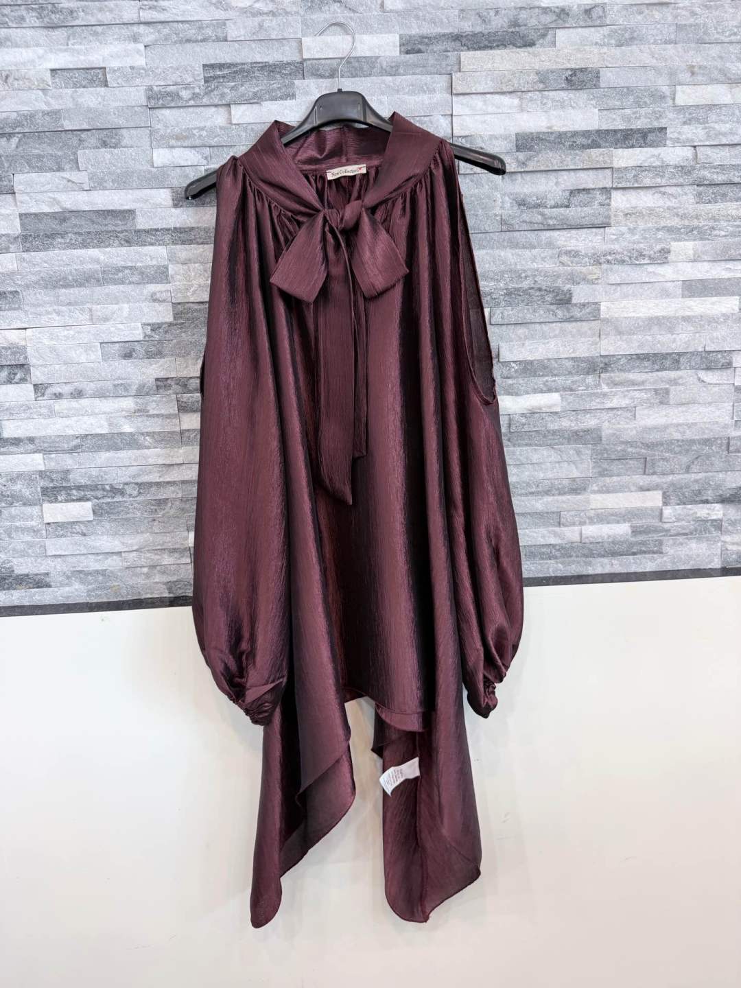 Oversized Tunic Blouse with Bow